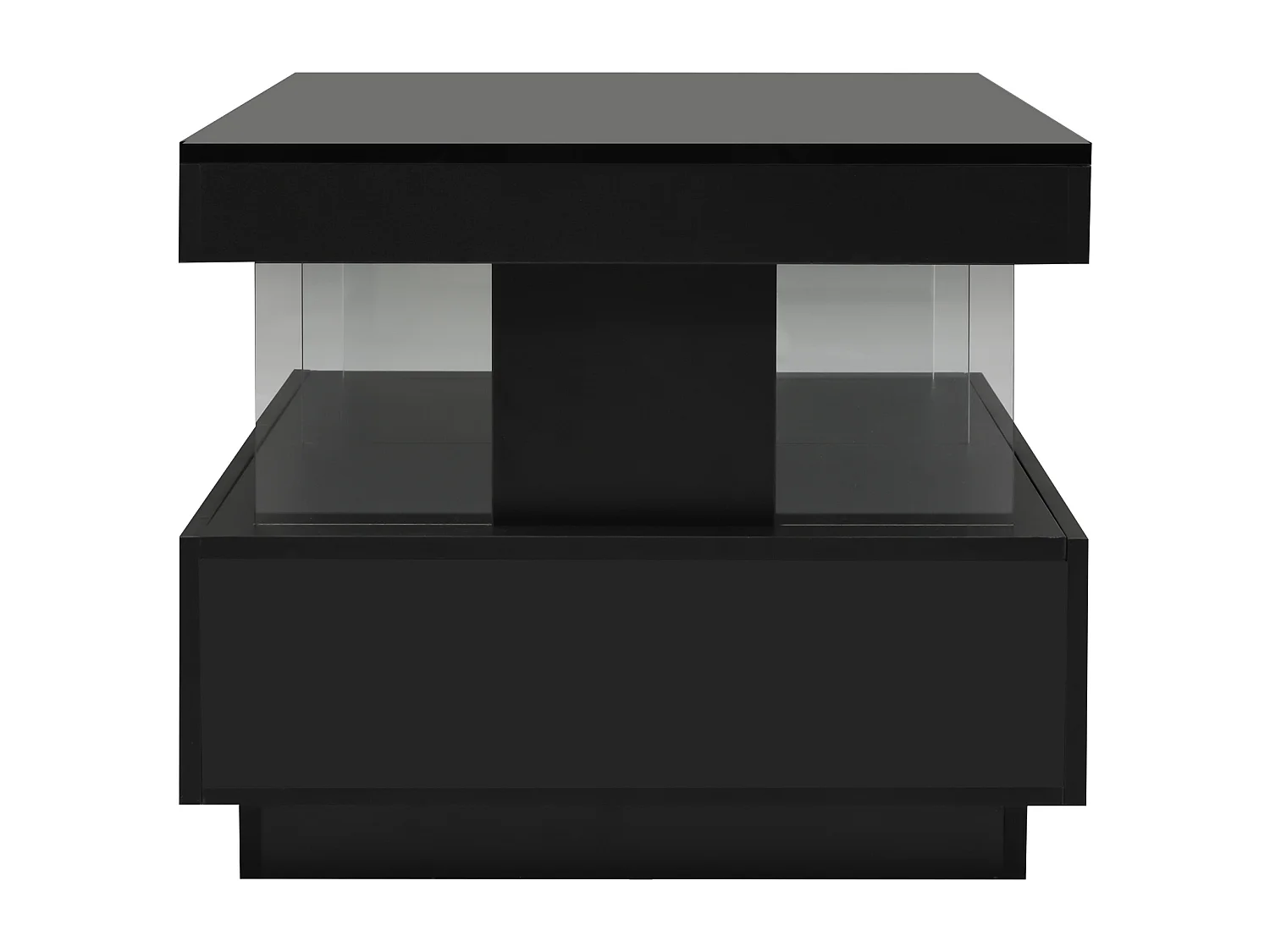 Table basse 100x60x49.5 cm plateau brillant anti-rayures surface lisse noir salon