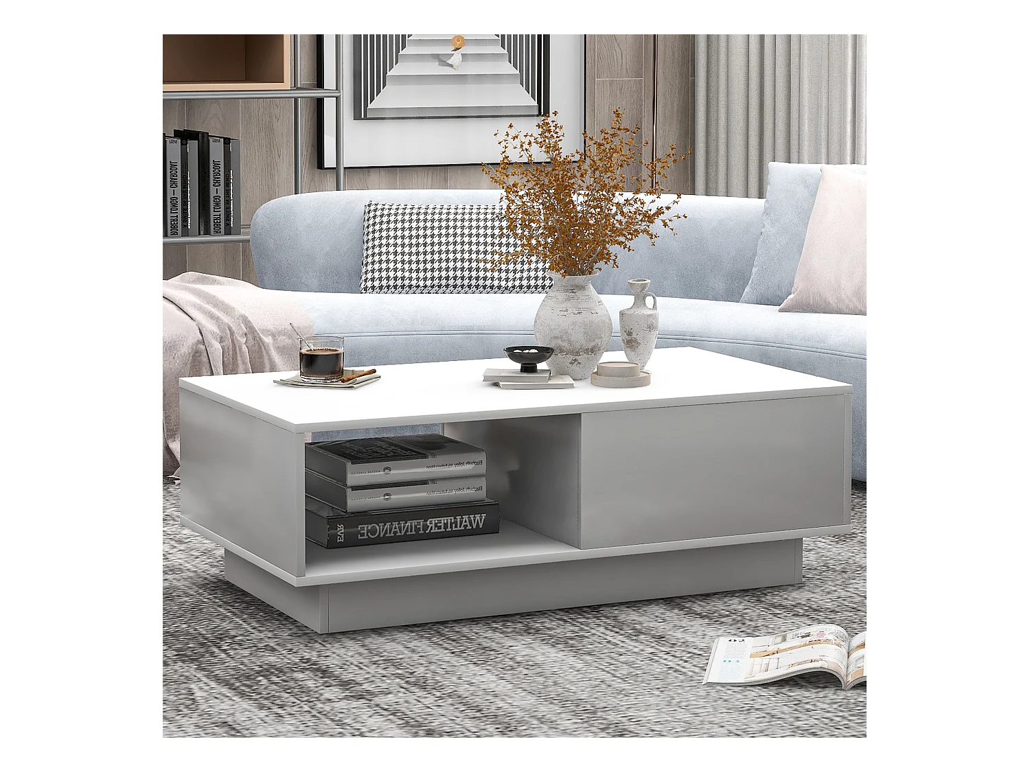 LED salontafel 95x55x32 cm glanzend glas 15 kleuren wit woonkamer design