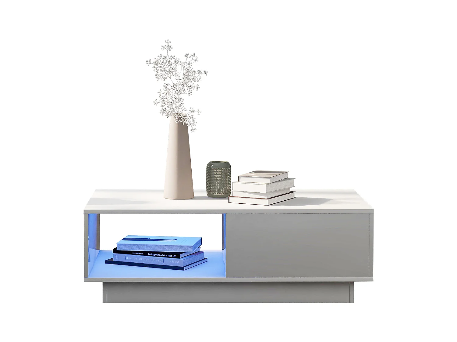 LED salontafel 95x55x32 cm glanzend glas 15 kleuren wit woonkamer design