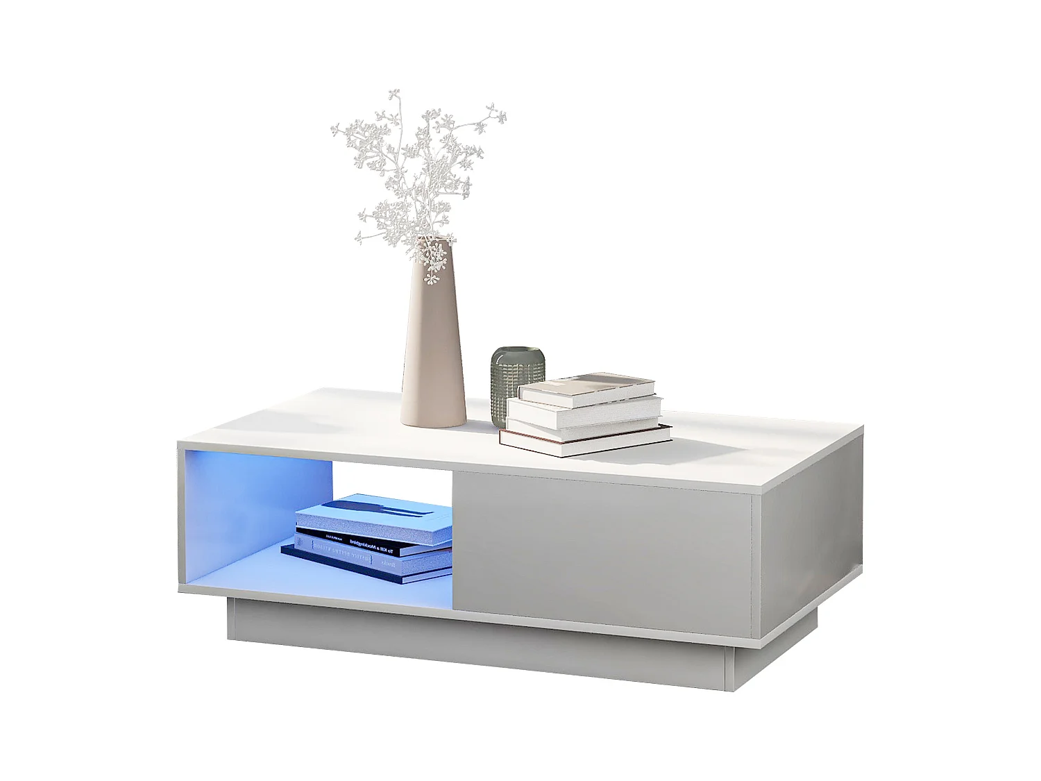 LED salontafel 95x55x32 cm glanzend glas 15 kleuren wit woonkamer design