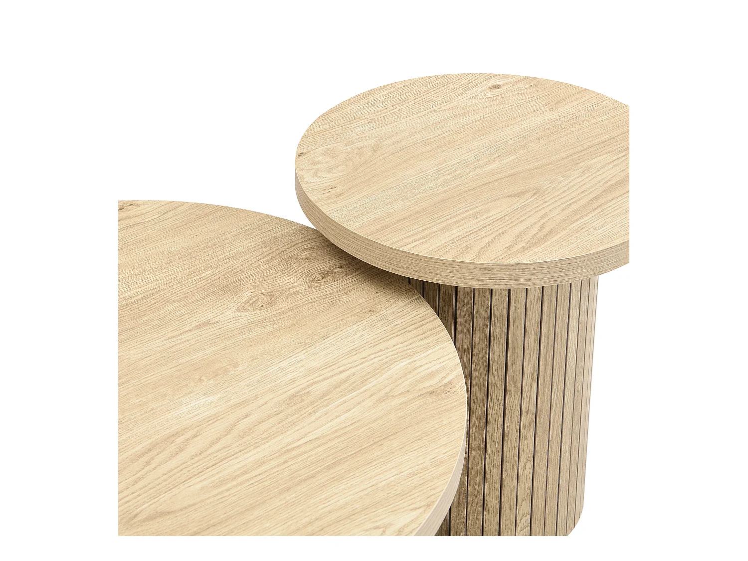 Set van 2 salontafels 106x66x46 cm met grote en kleine tafels van MDF-materiaal in natuurlijke kleur voor de woonkamer