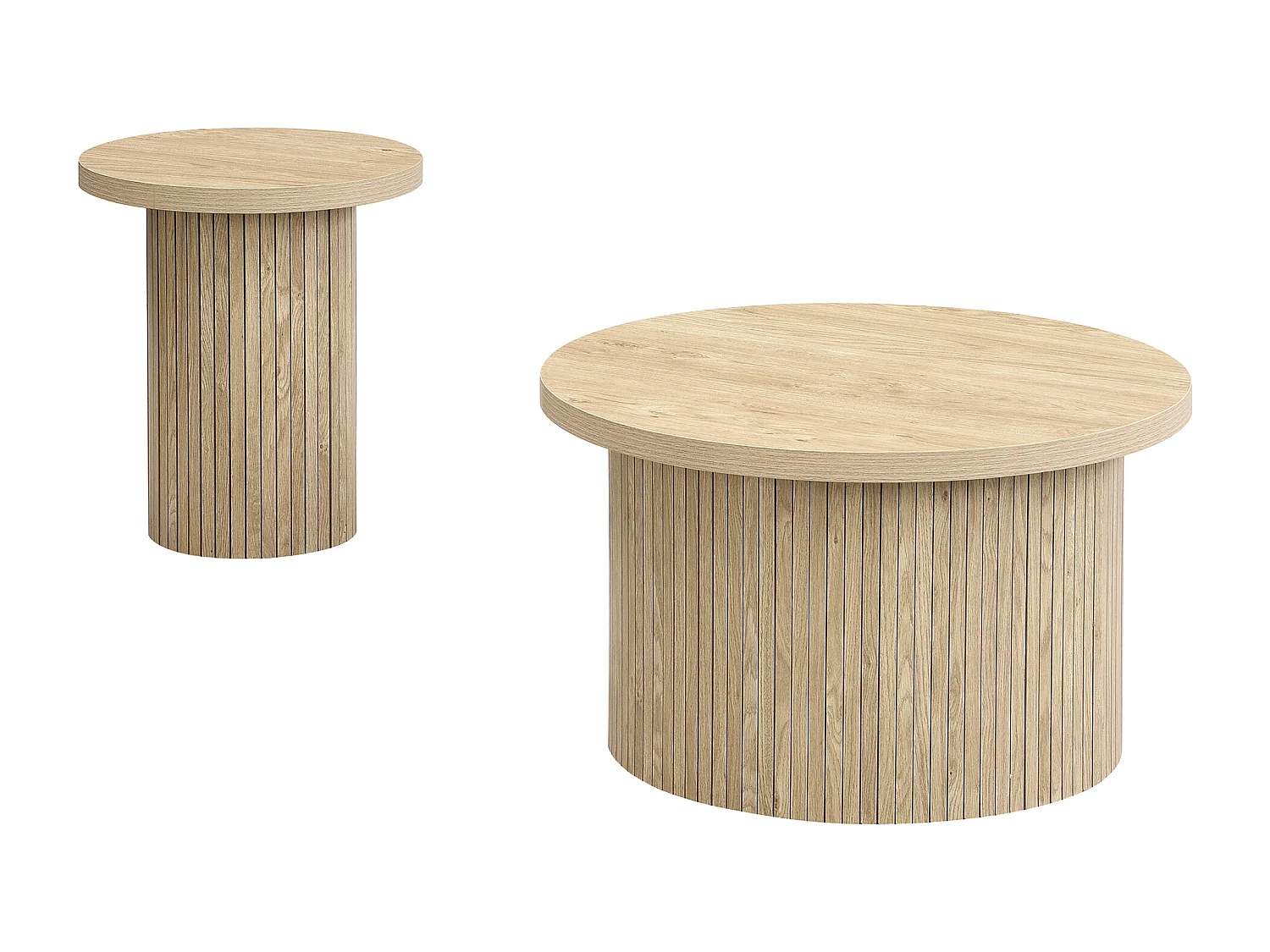 Lot de 2 tables basses 106x66x46 cm avec des tables grandes et petites Matériau MDF en Couleur naturelle pour salon