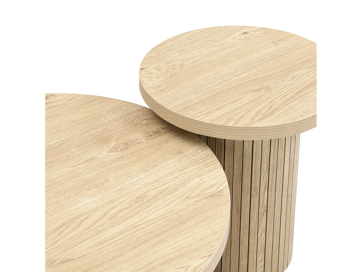 Lot de 2 tables basses 106x66x46 cm avec des tables grandes et petites Matériau MDF en Couleur naturelle pour salon