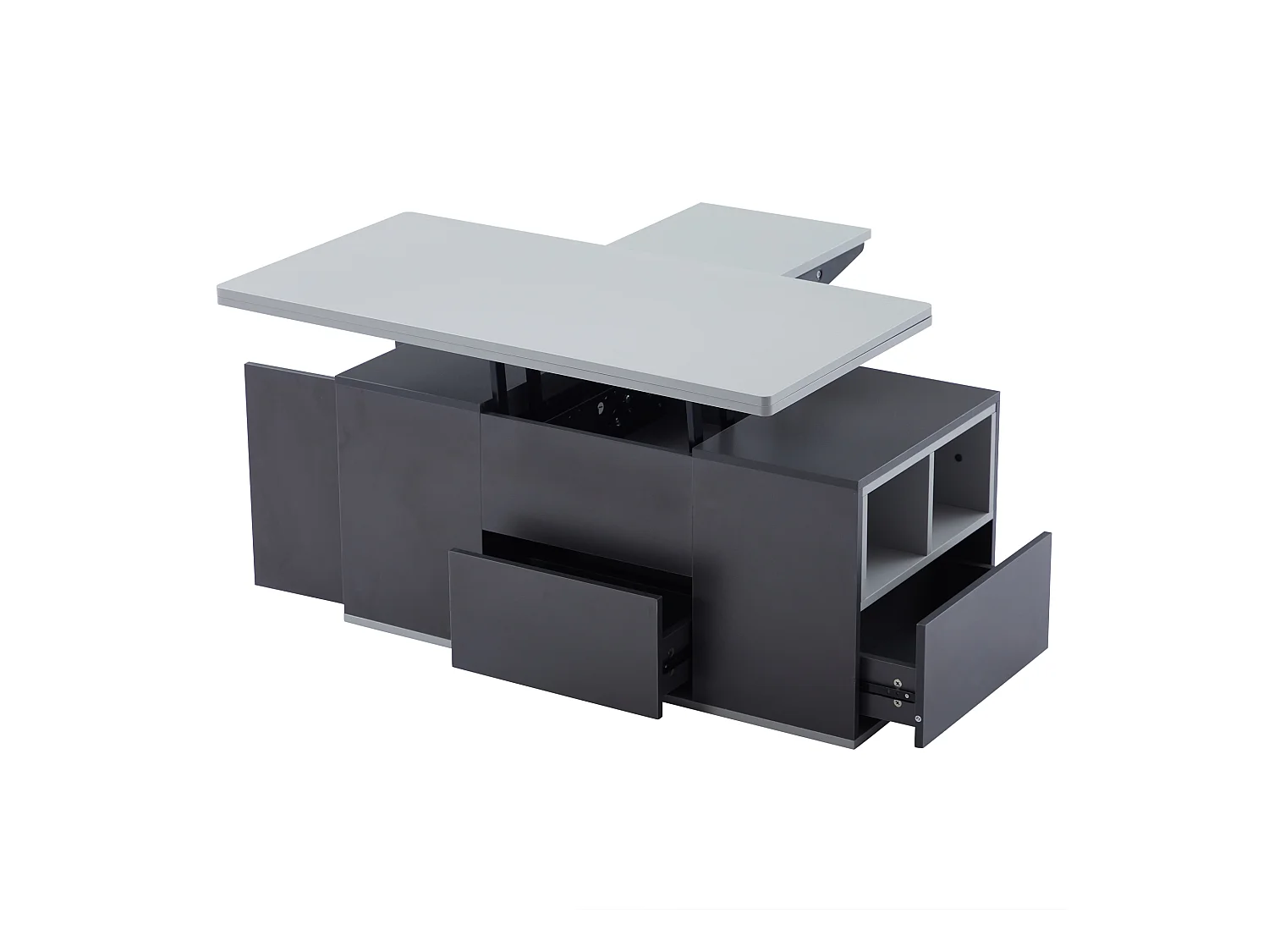 Table basse multifonction dépliable grande capacité gris foncé clair pour salon