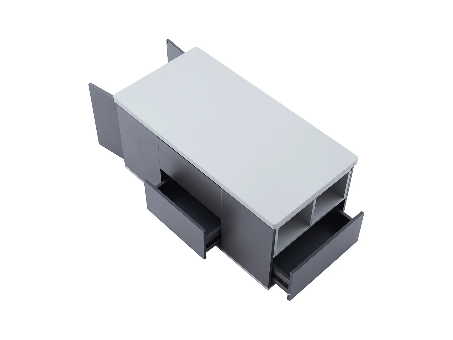 Table basse multifonction dépliable grande capacité gris foncé clair pour salon