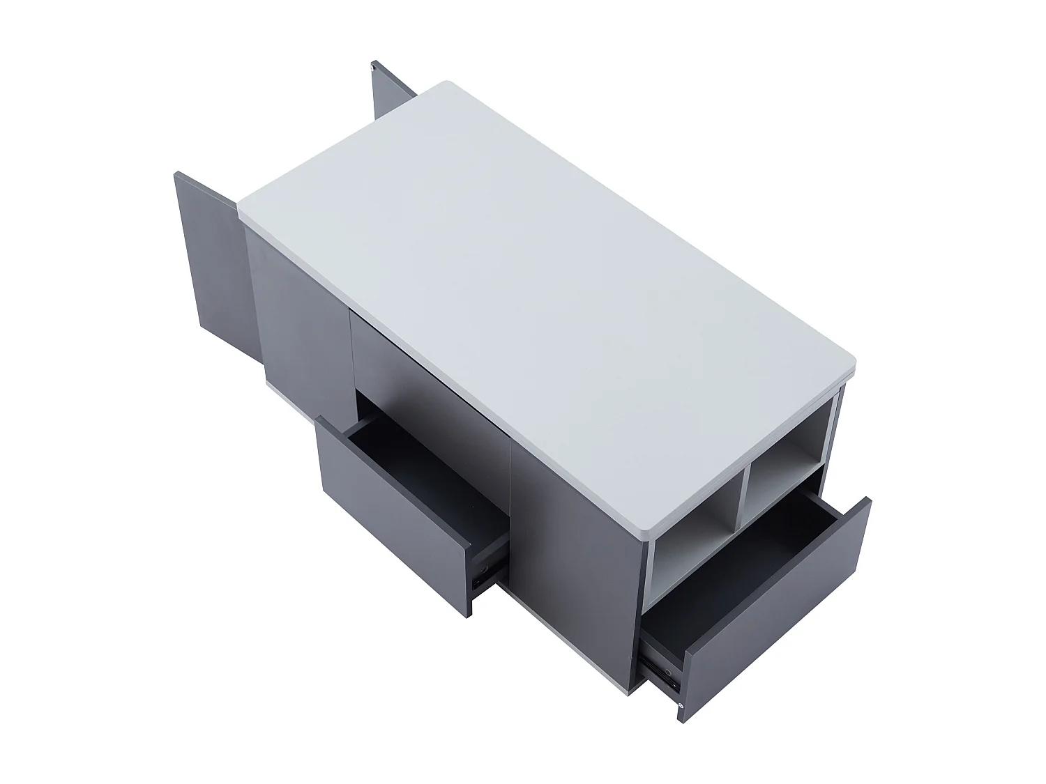 Table basse multifonction dépliable grande capacité gris foncé clair pour salon