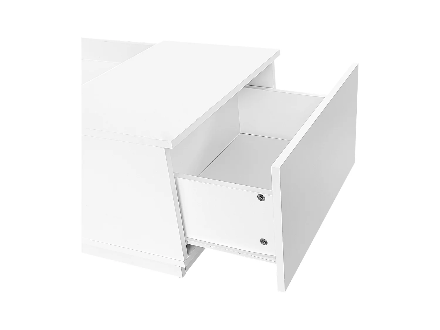 Salontafel 100x50x355cm glas LED verlichting app 2 lades 1 plank wit voor woonkamer