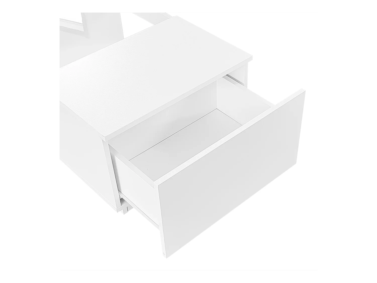 Salontafel 100x50x355cm glas LED verlichting app 2 lades 1 plank wit voor woonkamer