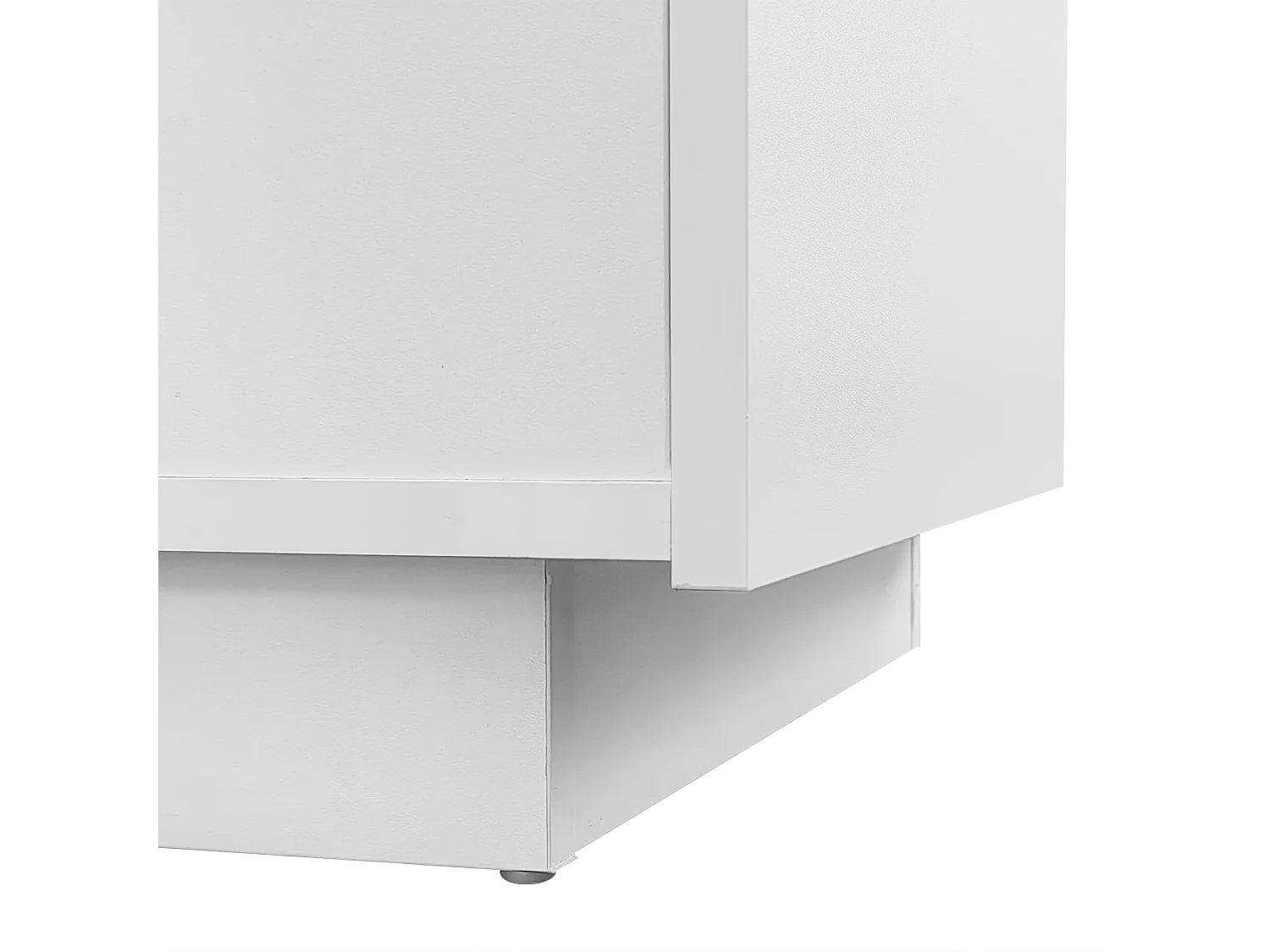 Table basse 100x50x35.5 cm, éclairage LED, contrôle par application, 2 tiroirs, 1 niche ouverte, panneau de particules blanc