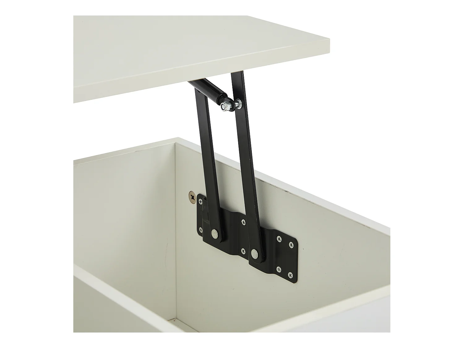 Table basse 100x50x35cm éclairage LED rangement caché hydraulique blanc salon moderne