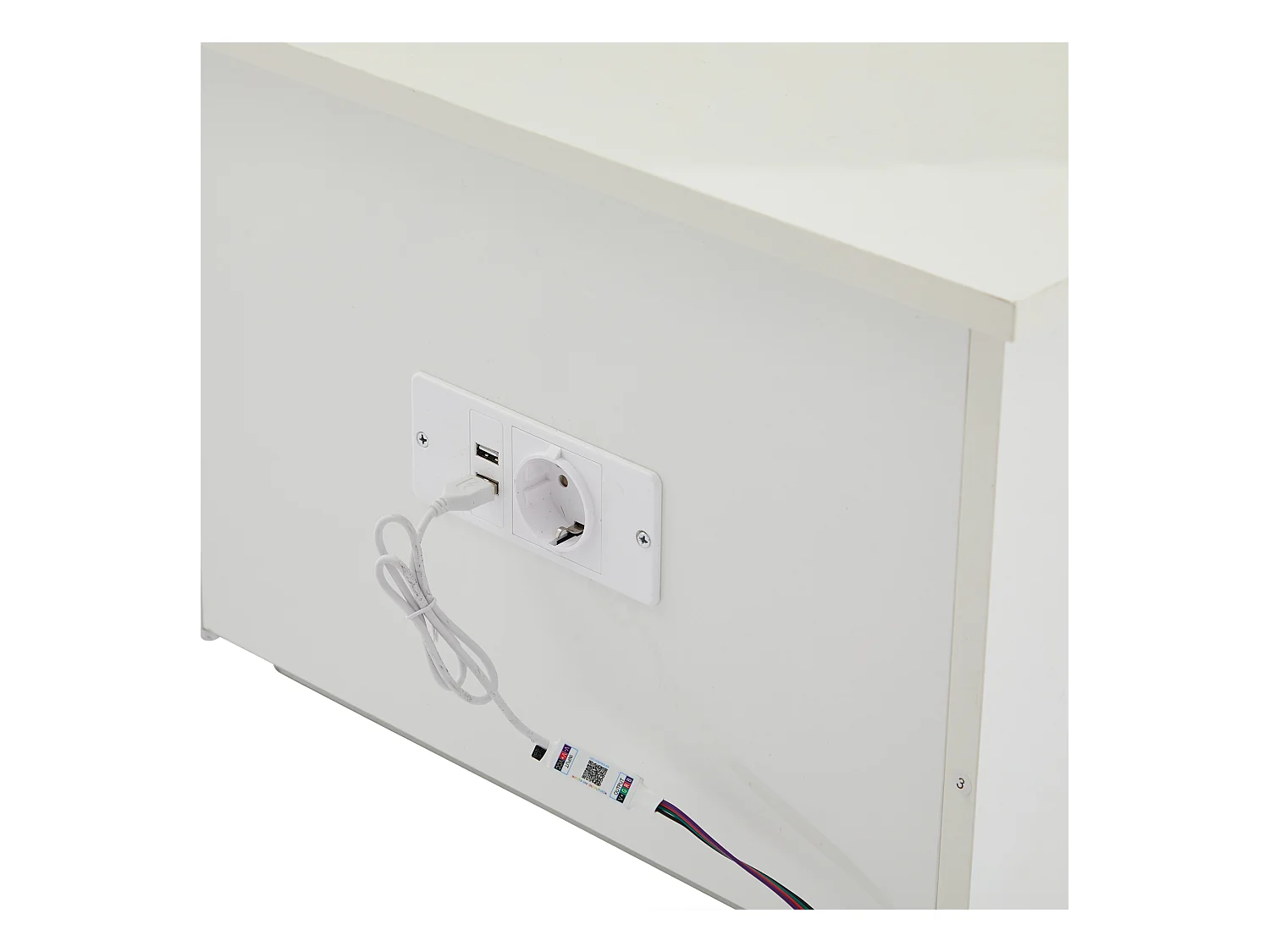 Table basse 100x50x35cm éclairage LED rangement caché hydraulique blanc salon moderne