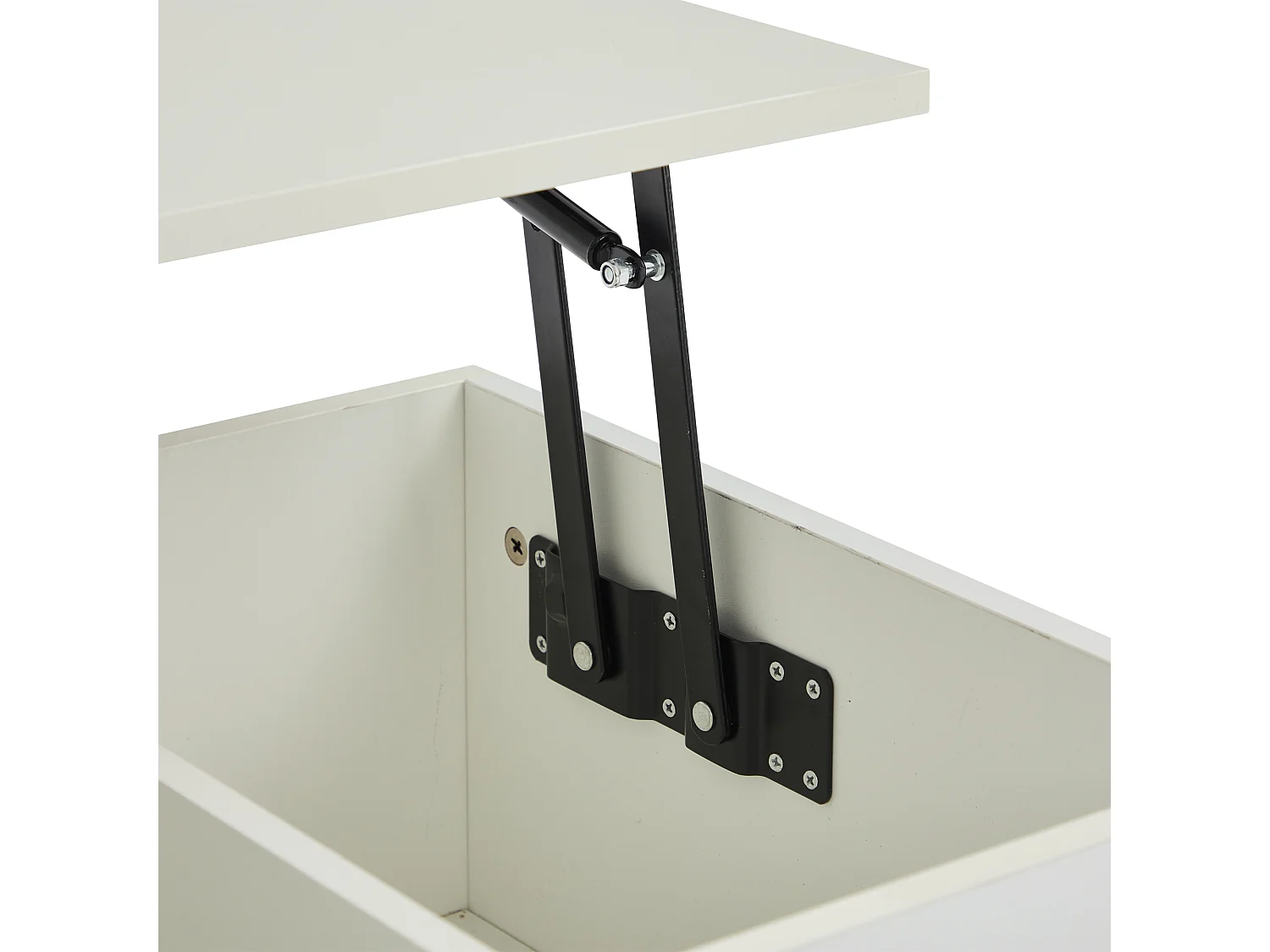 Table basse 100x50x35cm éclairage LED rangement caché hydraulique blanc salon moderne