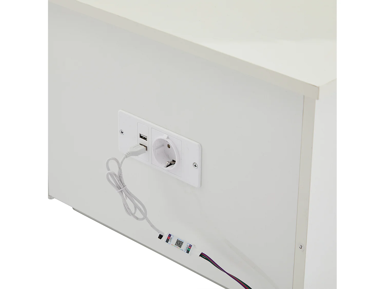 Table basse 100x50x35cm éclairage LED rangement caché hydraulique blanc salon moderne