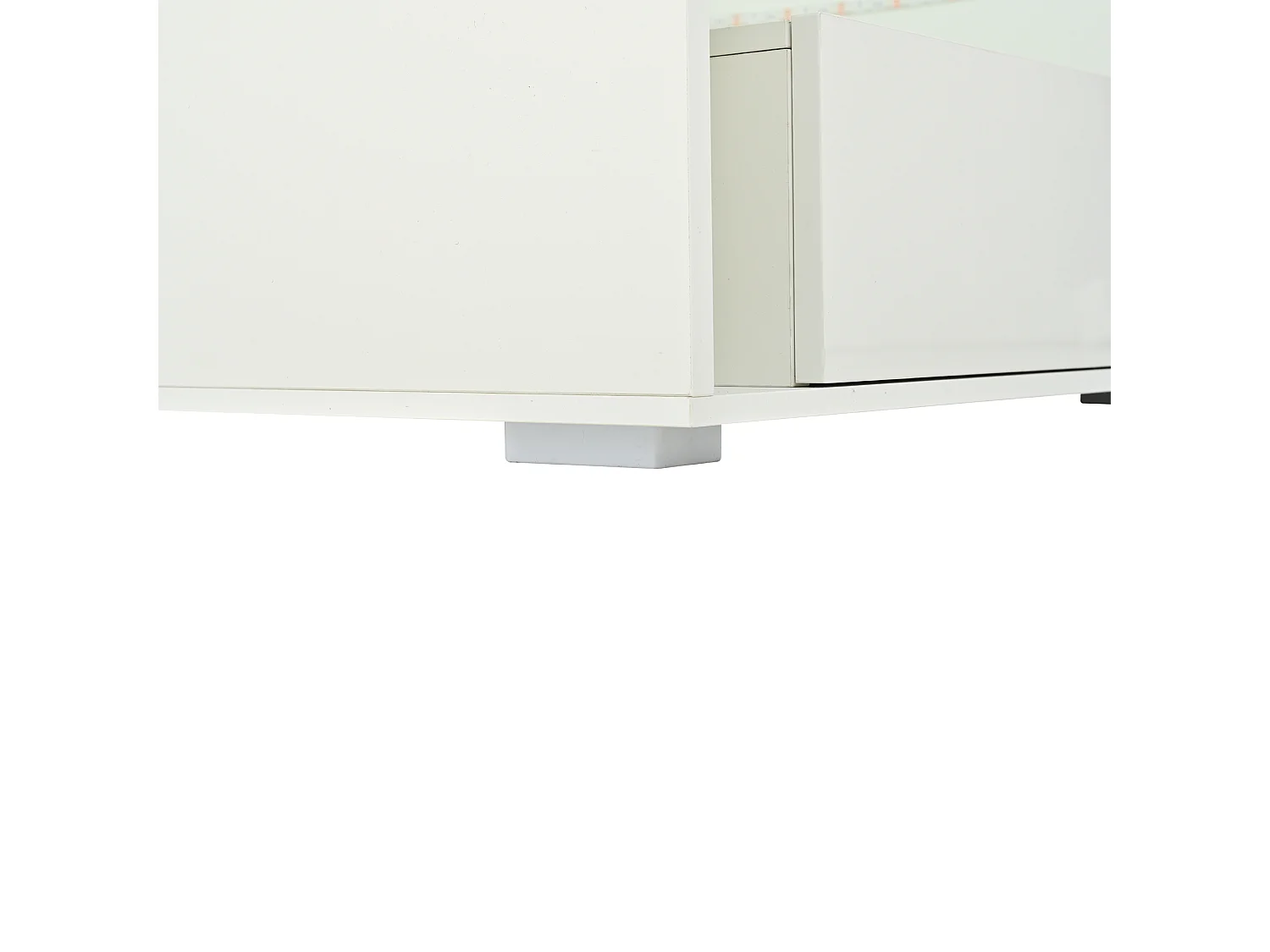 Table basse 70x70x35cm avec deux tiroirs LED bureaux et tables à manger en verre trempé en blanc pour salon