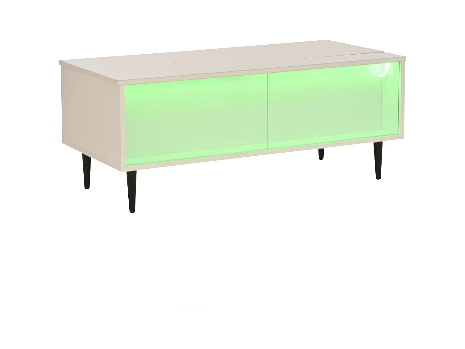 Salontafel 105x50x43 cm in hoogte verstelbaar LED verborgen opbergruimte gehard glas wit woonkamer appartement