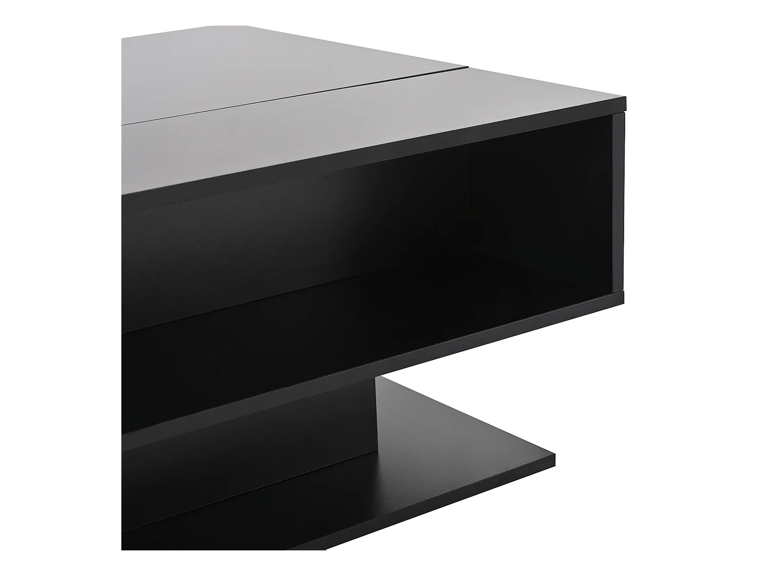 Salontafel 80x77x40 cm geïntegreerde halfopen opbergruimte zwart woonkamer appartement