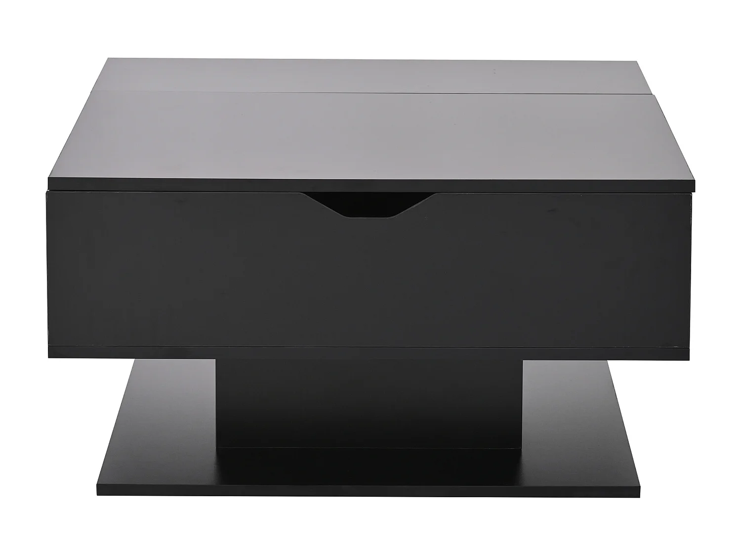 Table basse 80x77x40 cm rangement intégré semi-ouvert noir salon appartement