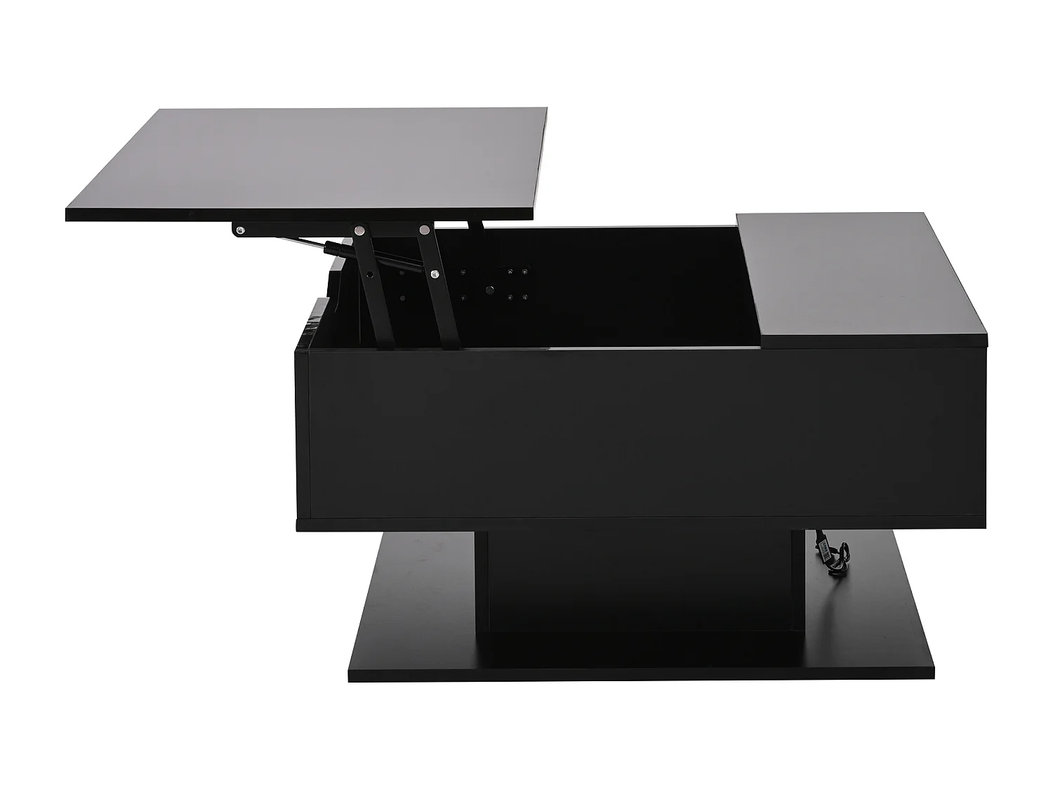 Table basse 80x77x40 cm rangement intégré semi-ouvert noir salon appartement