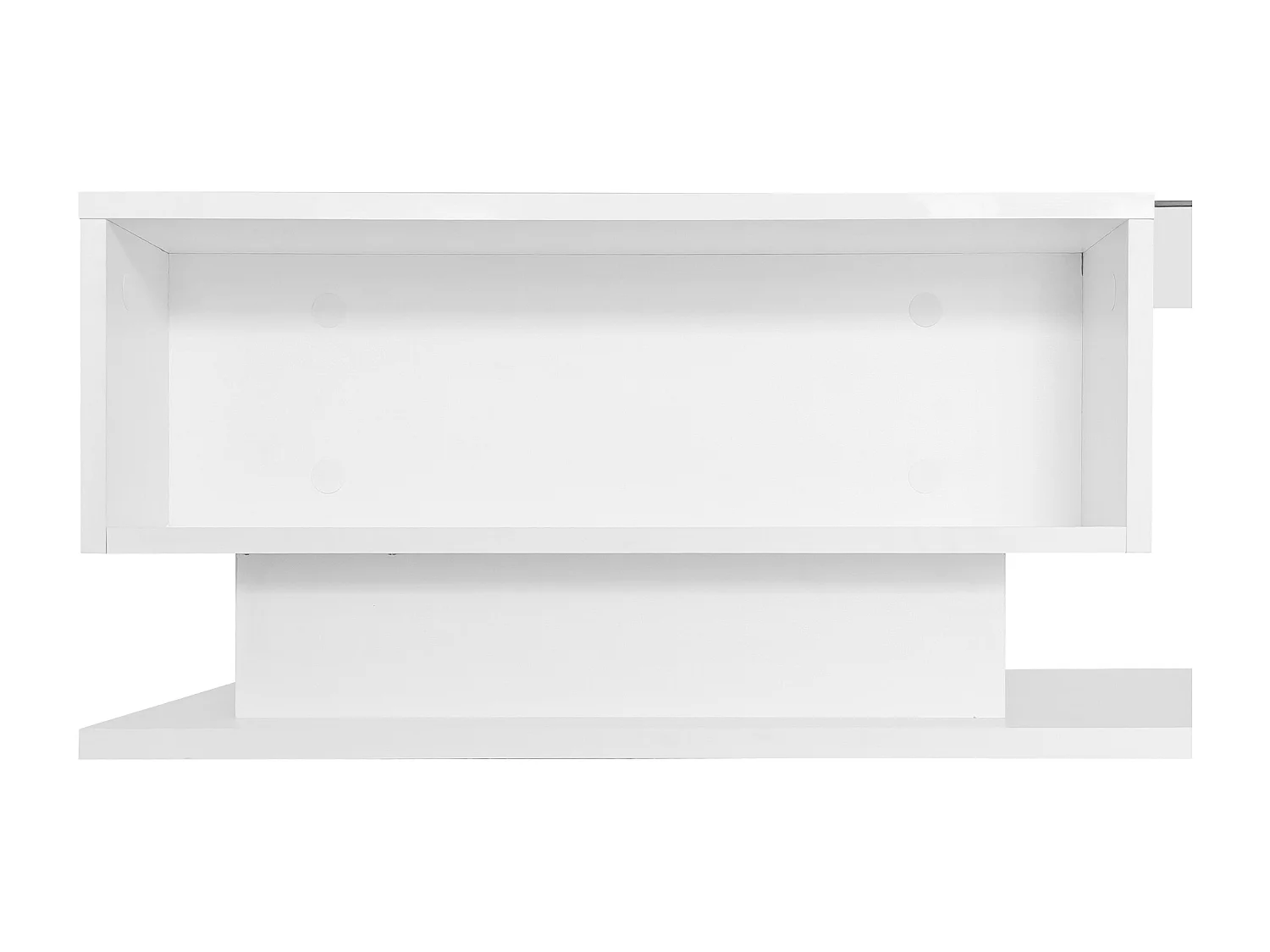 Table basse 100x50x32cm brillant avec plateau verre trempé anti-rayures éclairage LED et tiroir blanc