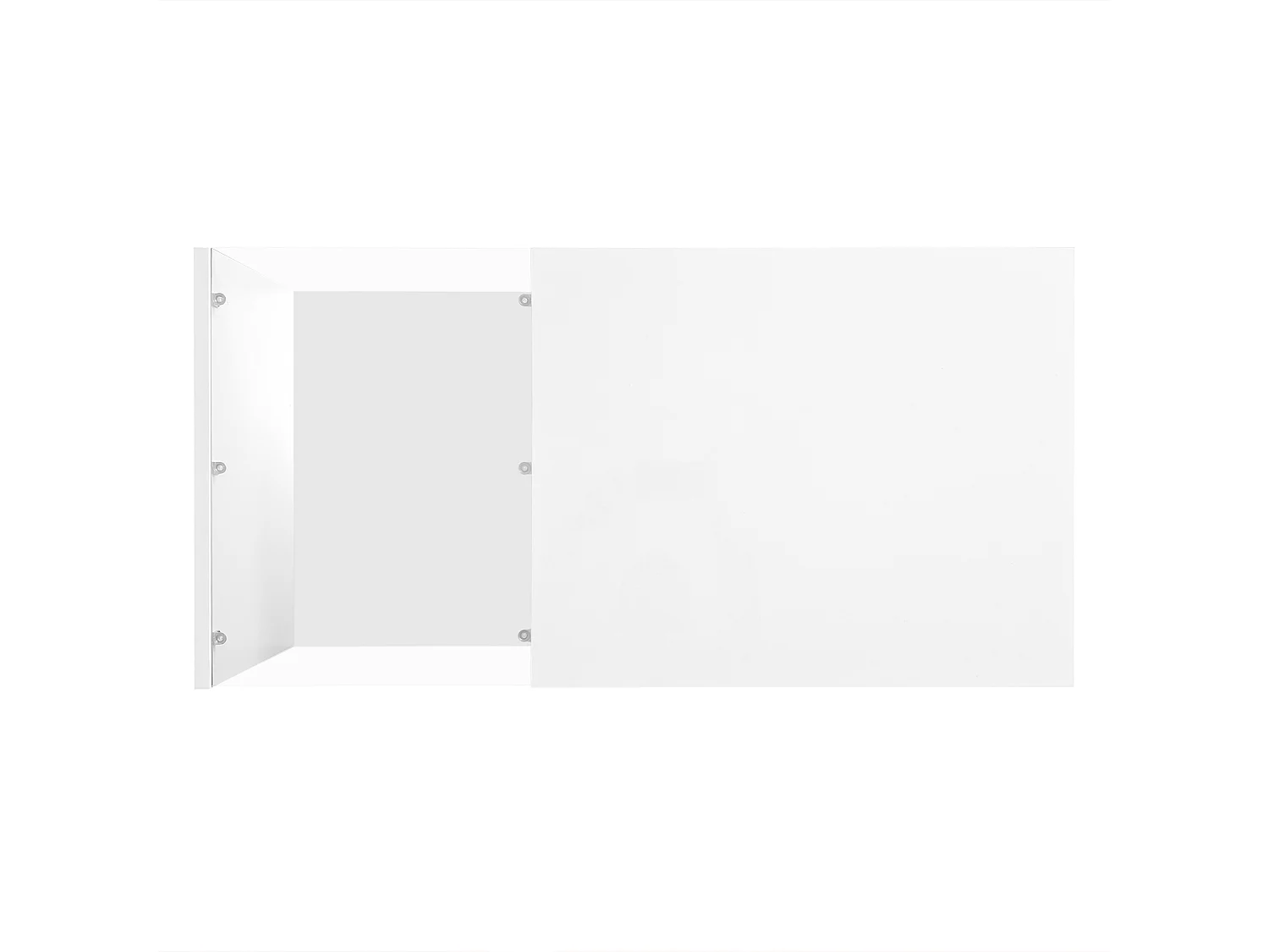 Table basse 100x50x32 cm, éclairage LED, 1 tiroir, plateau en verre, panneau supérieur brillant, panneau de particules, blanc