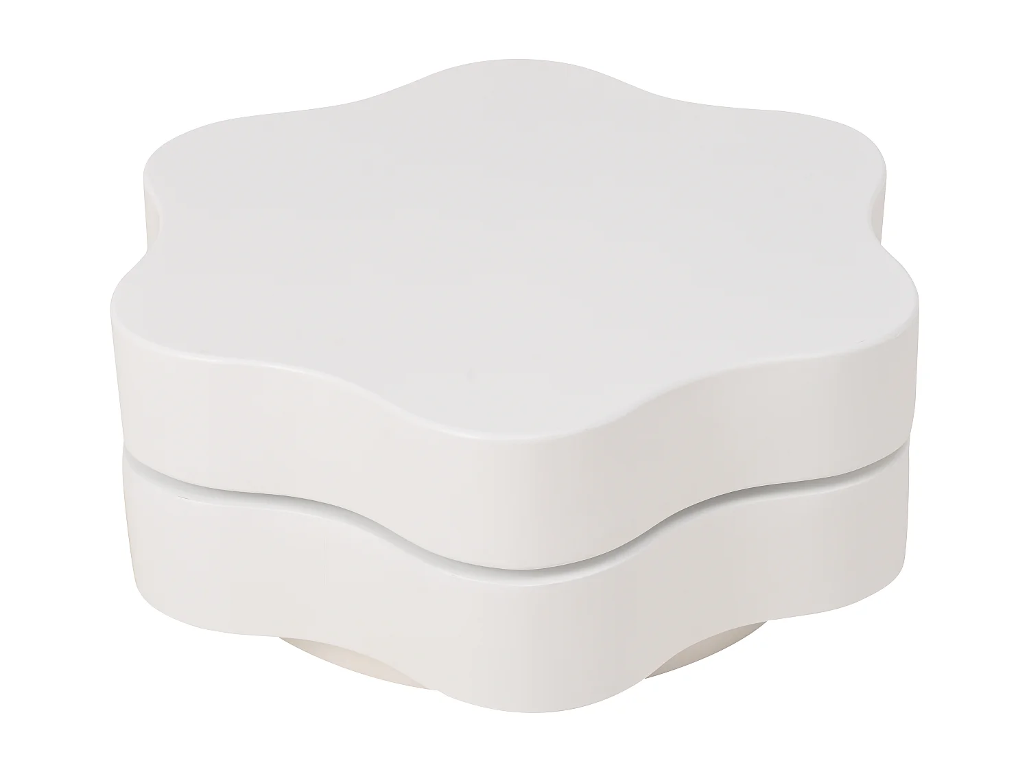 Table basse 74.8x67.5x31cm meuble de salon moderne, double rangement, MDF, blanc crème