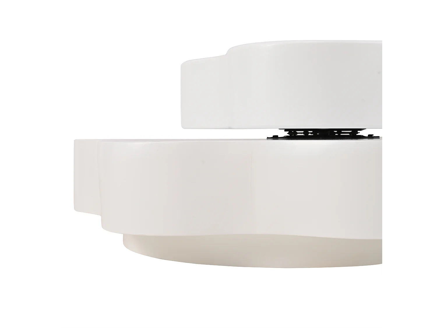 Table basse 74.8x67.5x31cm meuble de salon moderne, double rangement, MDF, blanc crème