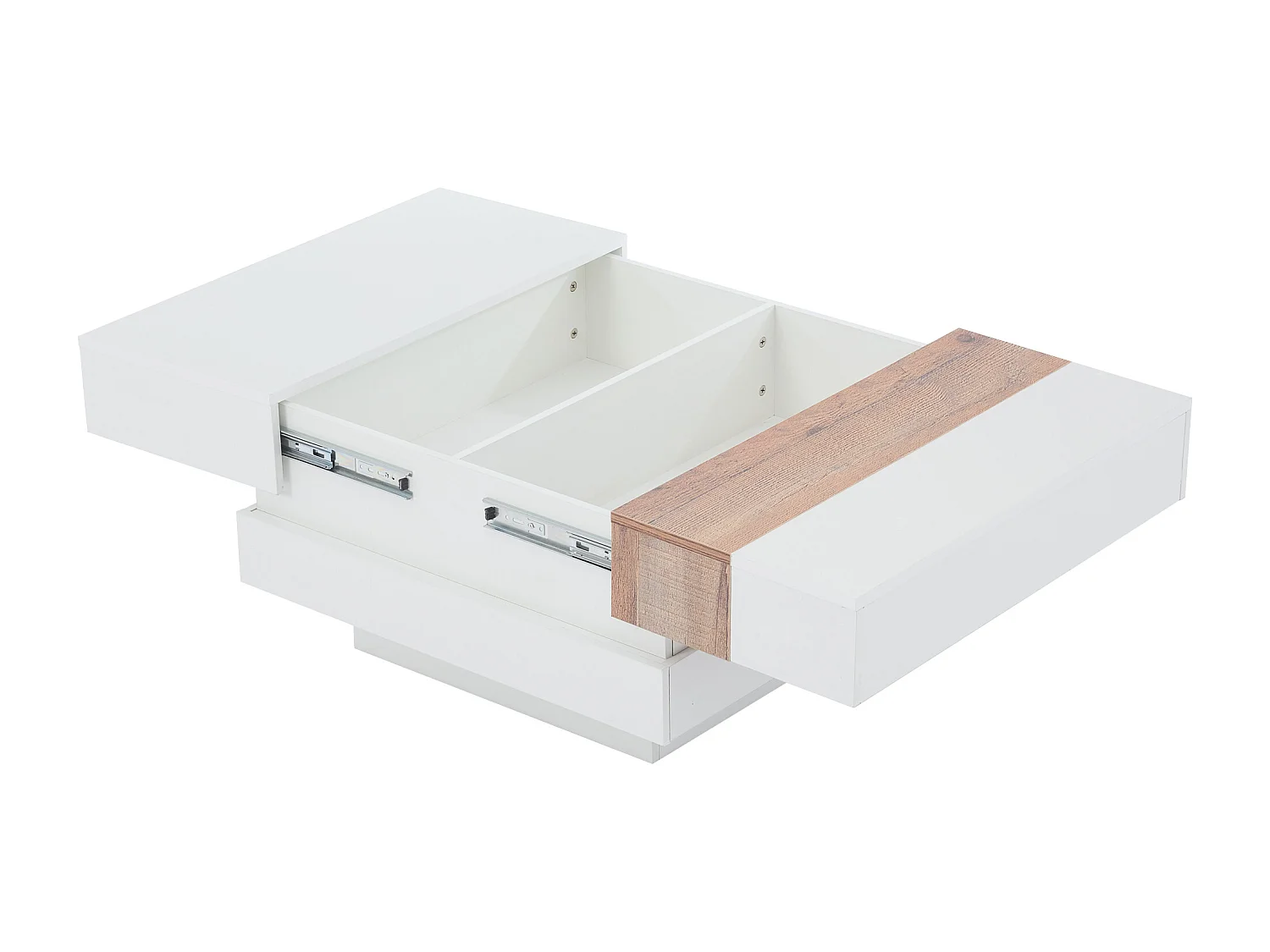 Table basse 70x70x39 cm extensible rangement intégré cloisons carré blanc salon contemporain