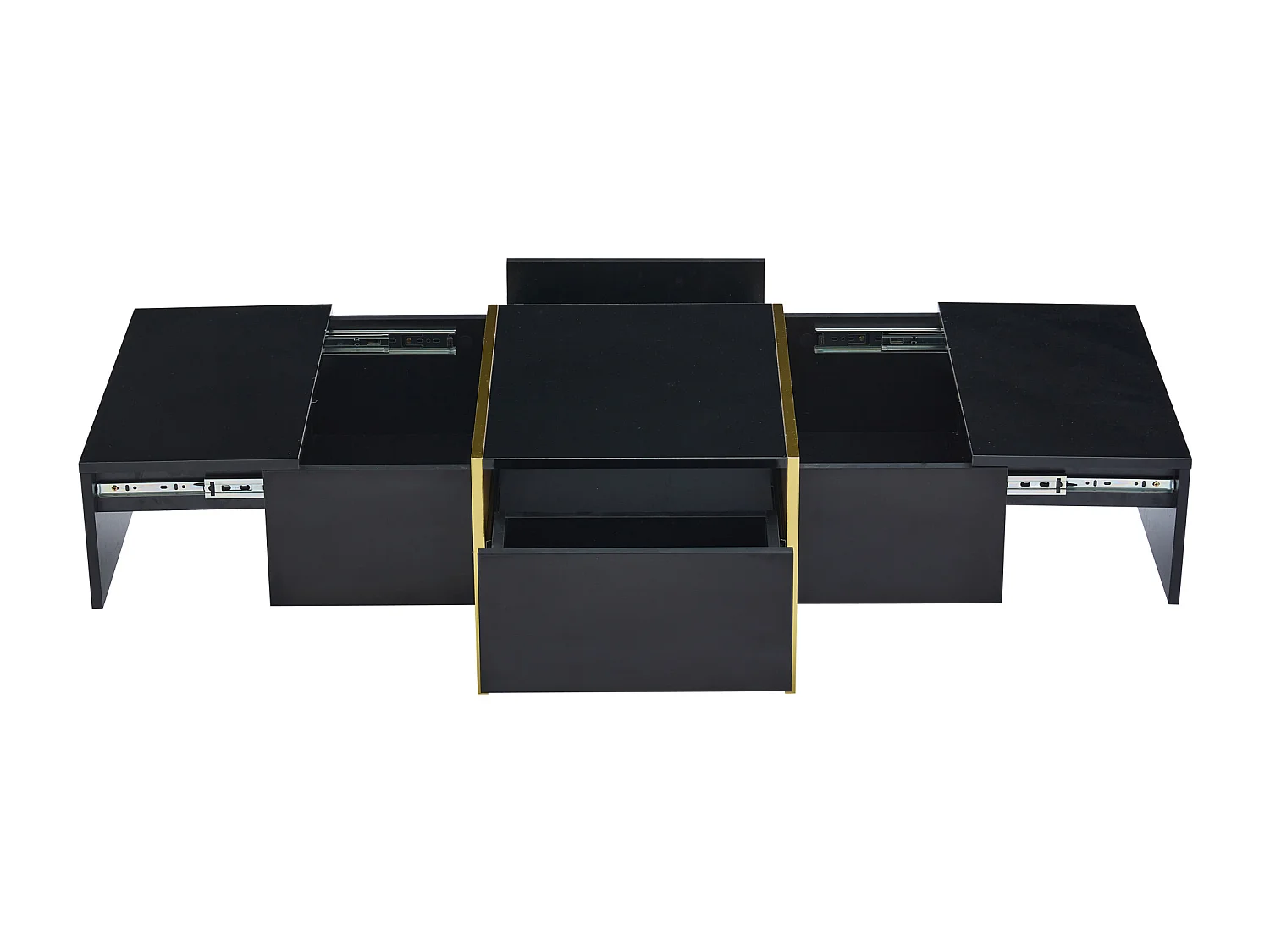 Table basse 100x50x35 cm moderne 4 tiroirs rangement intégré noir salon appartement