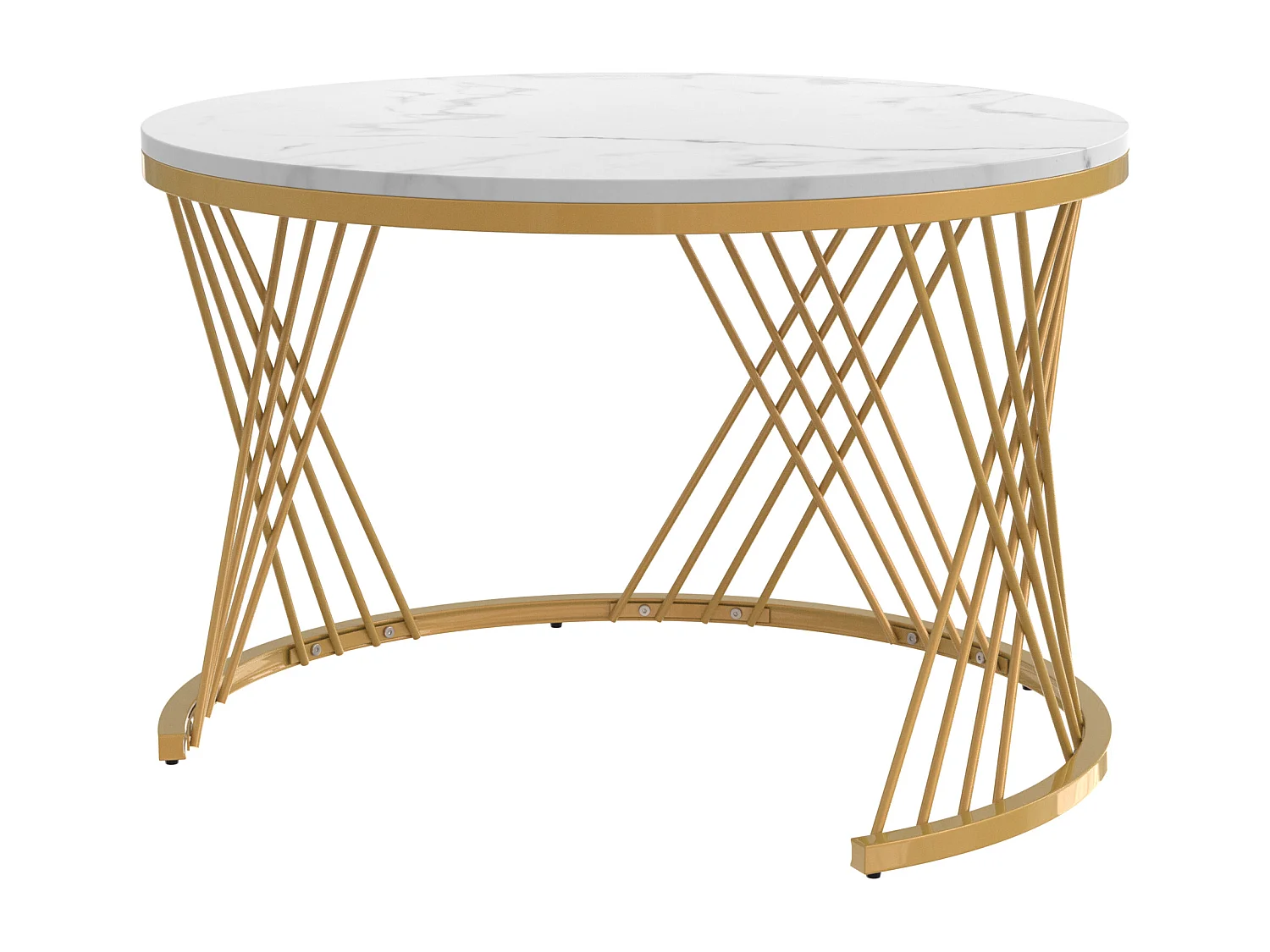 Tables basses gigognes 70x70x45.5 cm et 50x50x38.5 cm, 2 en 1 avec tiroir, effet marbre, MDF et métal, blanc et doré