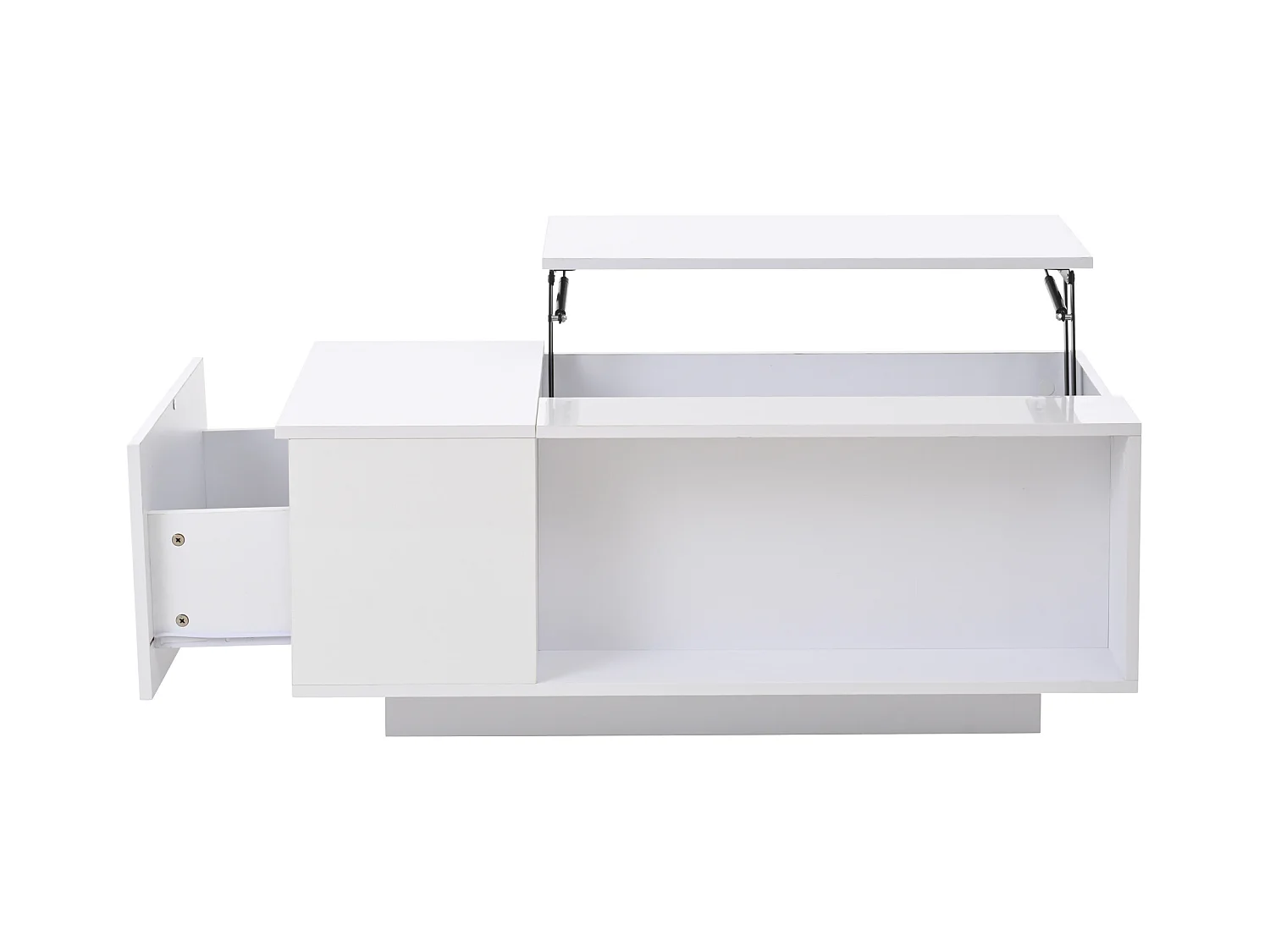 Salontafel 100x50x40 cm LED verstelbare lade geïntegreerde opbergdoos wit moderne woonkamer