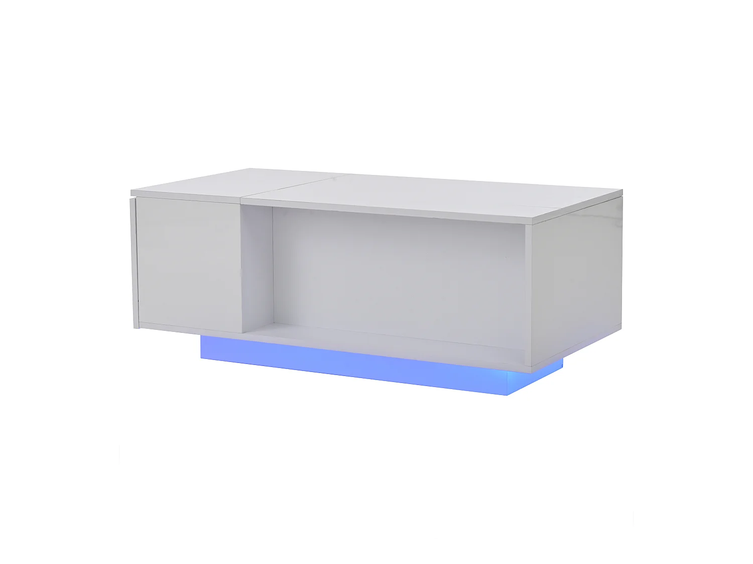 Salontafel 100x50x40 cm LED verstelbare lade geïntegreerde opbergdoos wit moderne woonkamer