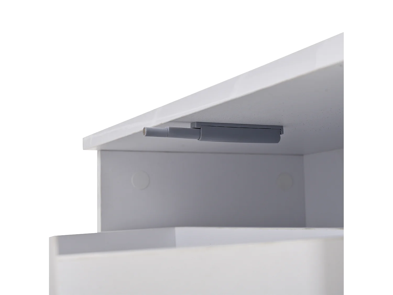 Table basse 100x50x40 cm LED réglable tiroir rangement intégré prise blanc salon contemporain