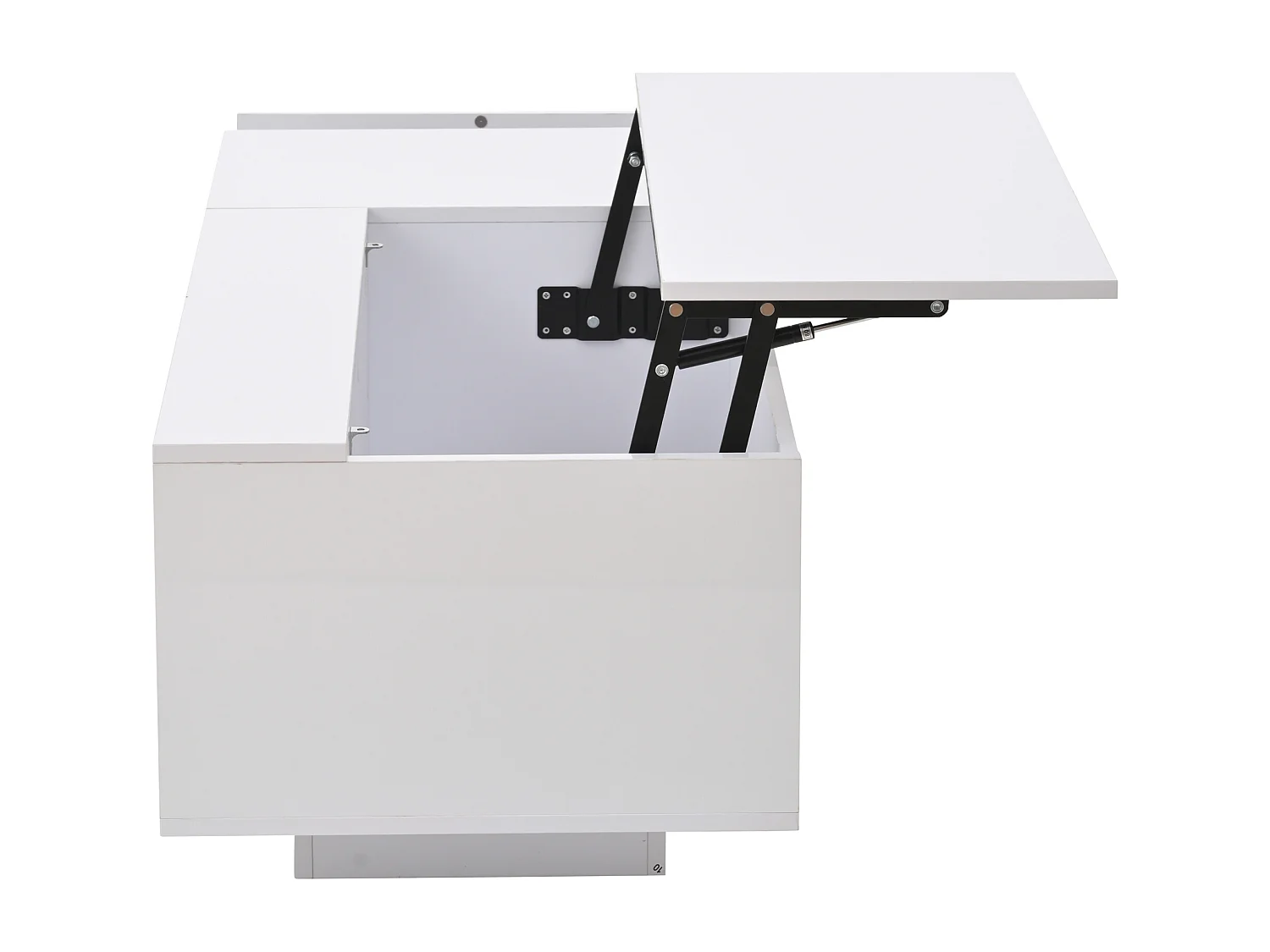 Table basse 100x50x40 cm LED réglable tiroir rangement intégré prise blanc salon contemporain