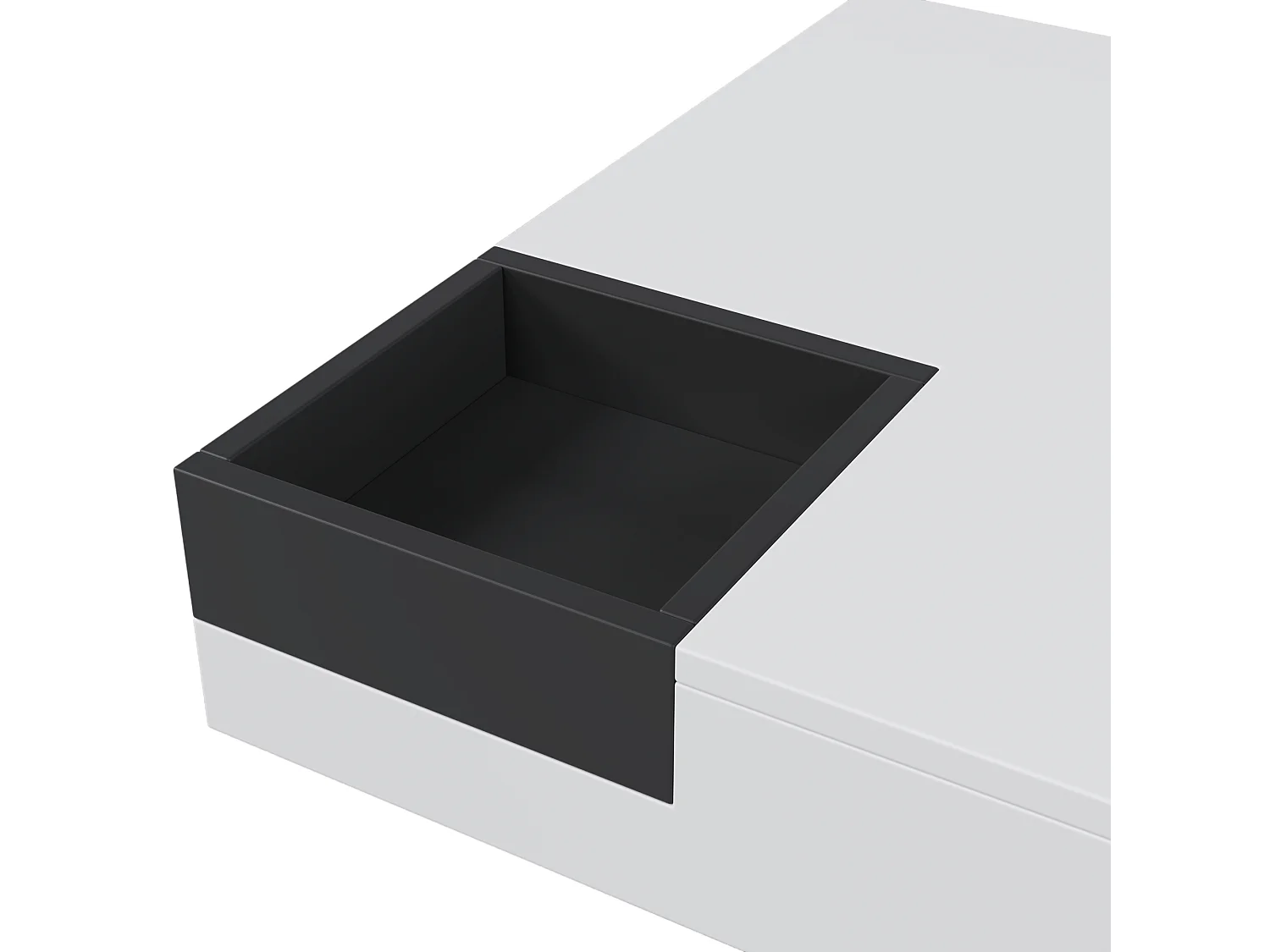 Table basse 72x72x30cm LED avec Boîtes de rangement amovibles Matériel Particle Board Blanc