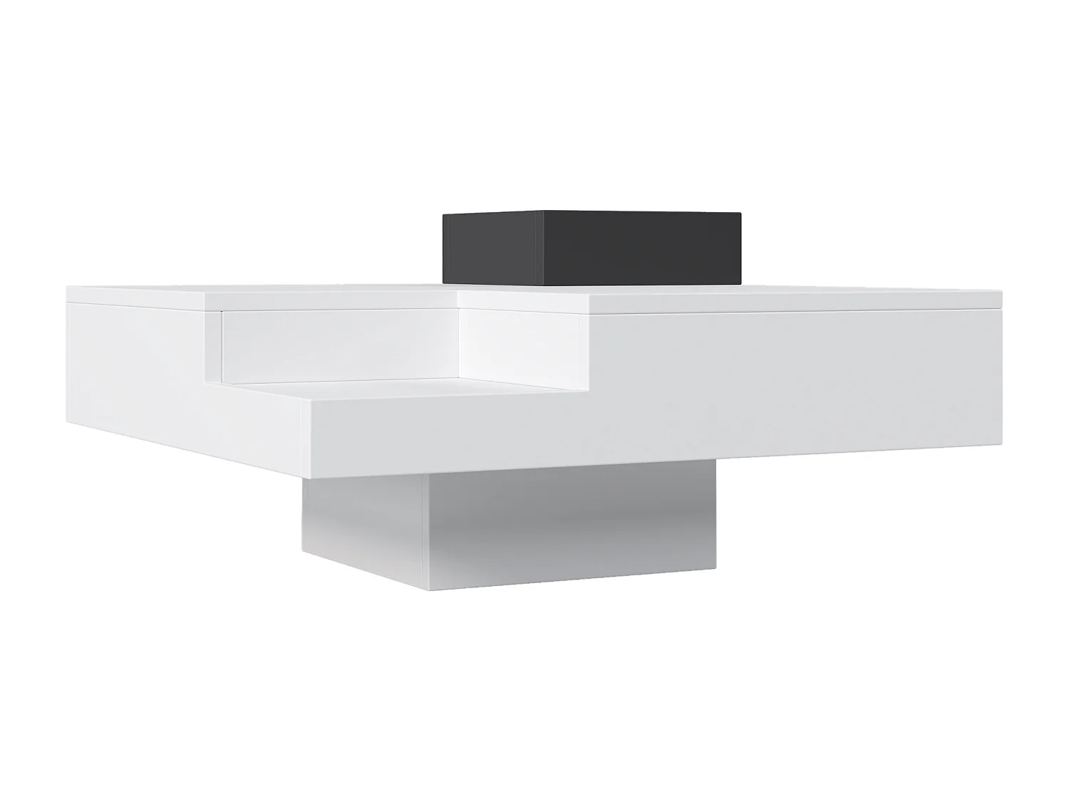 Table basse 72x72x30cm LED avec Boîtes de rangement amovibles Matériel Particle Board Blanc