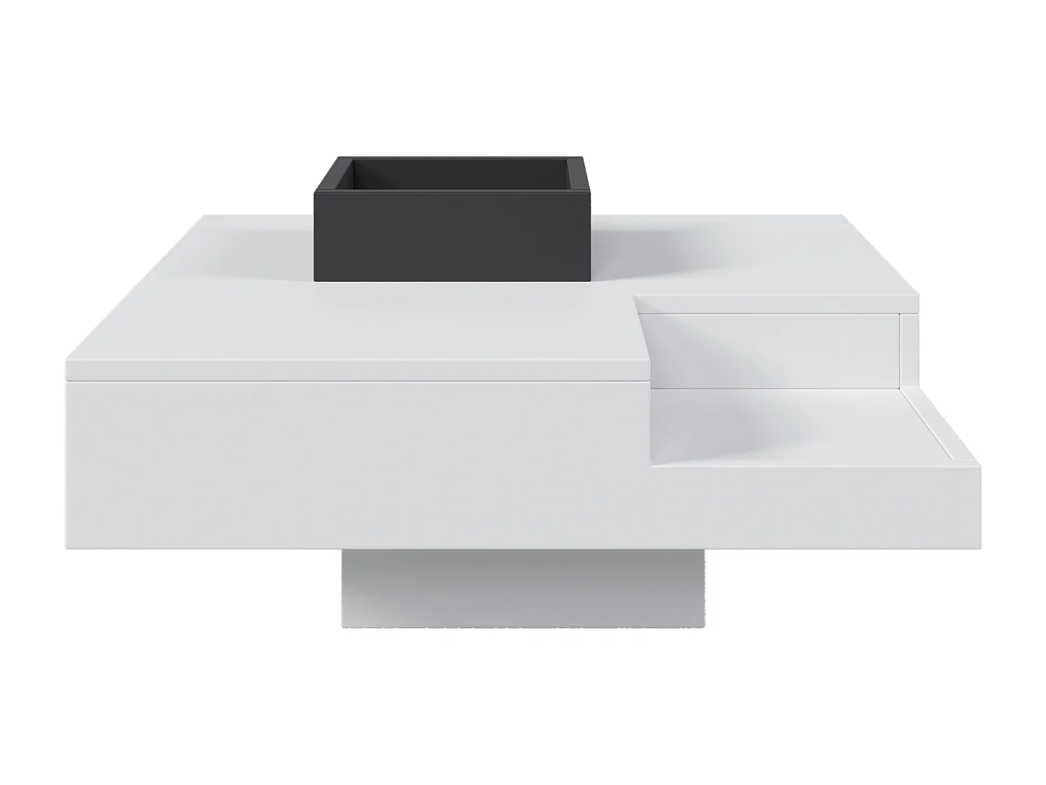 Table basse 72x72x30 cm, boîte de rangement amovible, éclairage LED multicolore, panneaux de particules blanc et noir