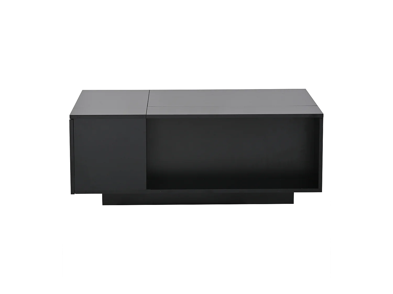 Salontafel 100x50x40 cm LED verstelbare lade geïntegreerde opbergdoos zwart moderne woonkamer