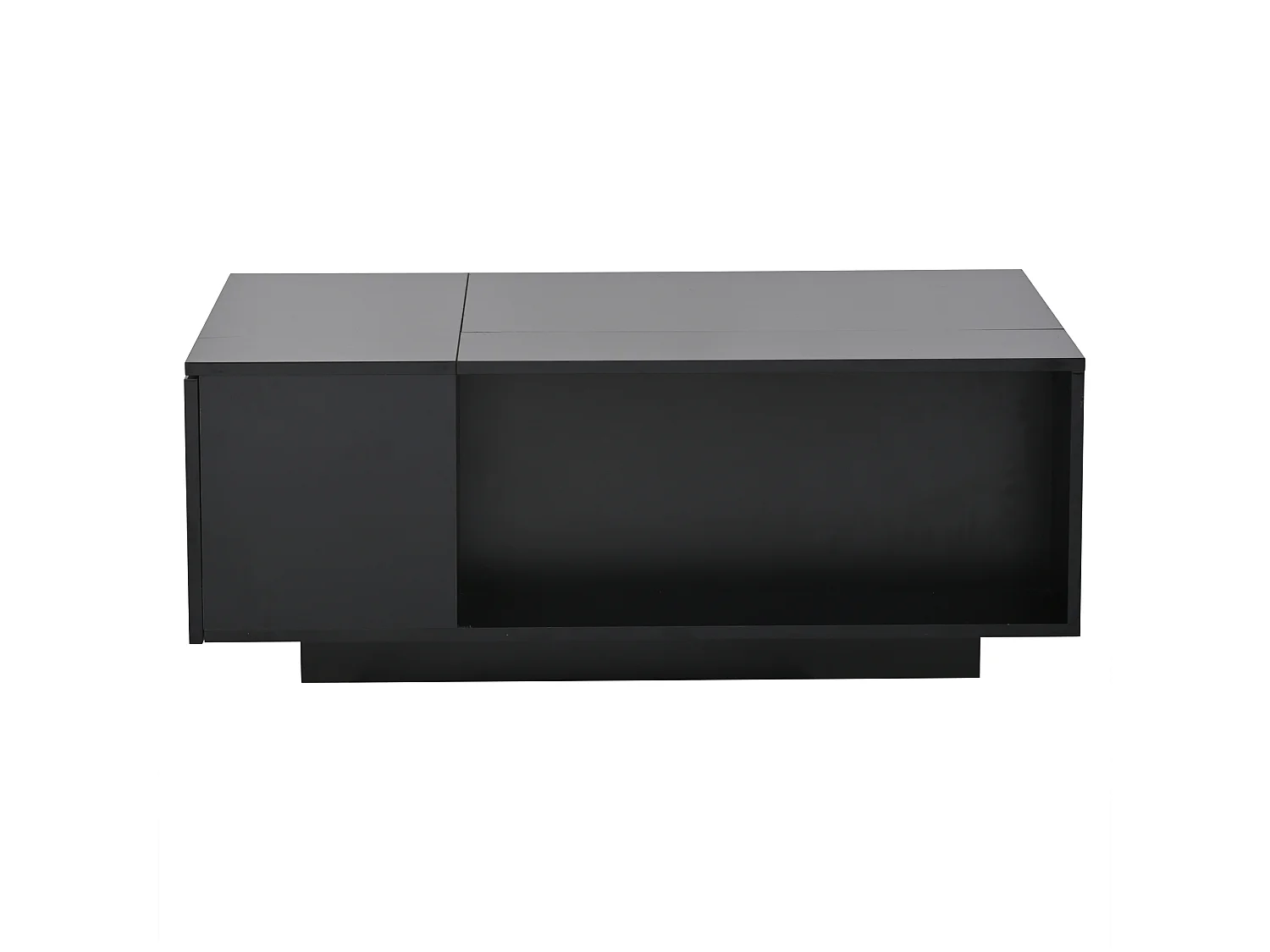 Table basse 100x50x40 cm LED réglable tiroir rangement intégré prise noir salon contemporain