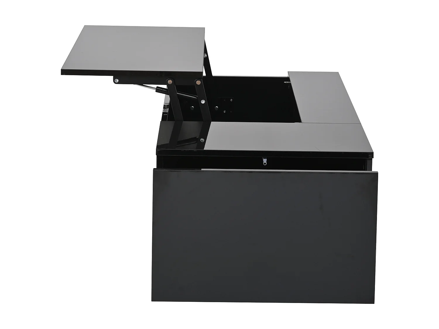 Table basse 100x50x40 cm LED réglable tiroir rangement intégré prise noir salon contemporain