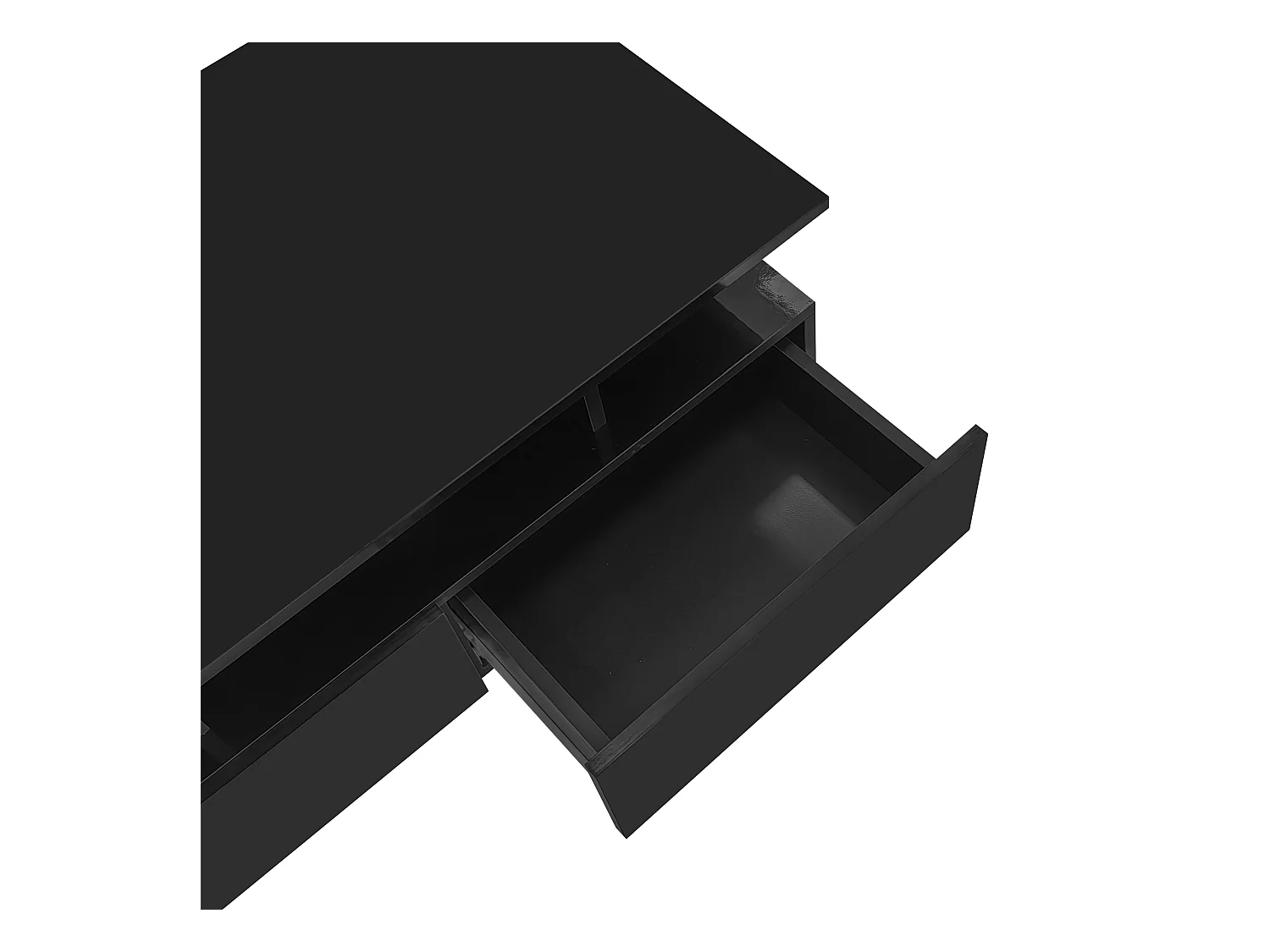 Table basse 90x55x41 cm LED 2 tiroirs noir salon contemporain