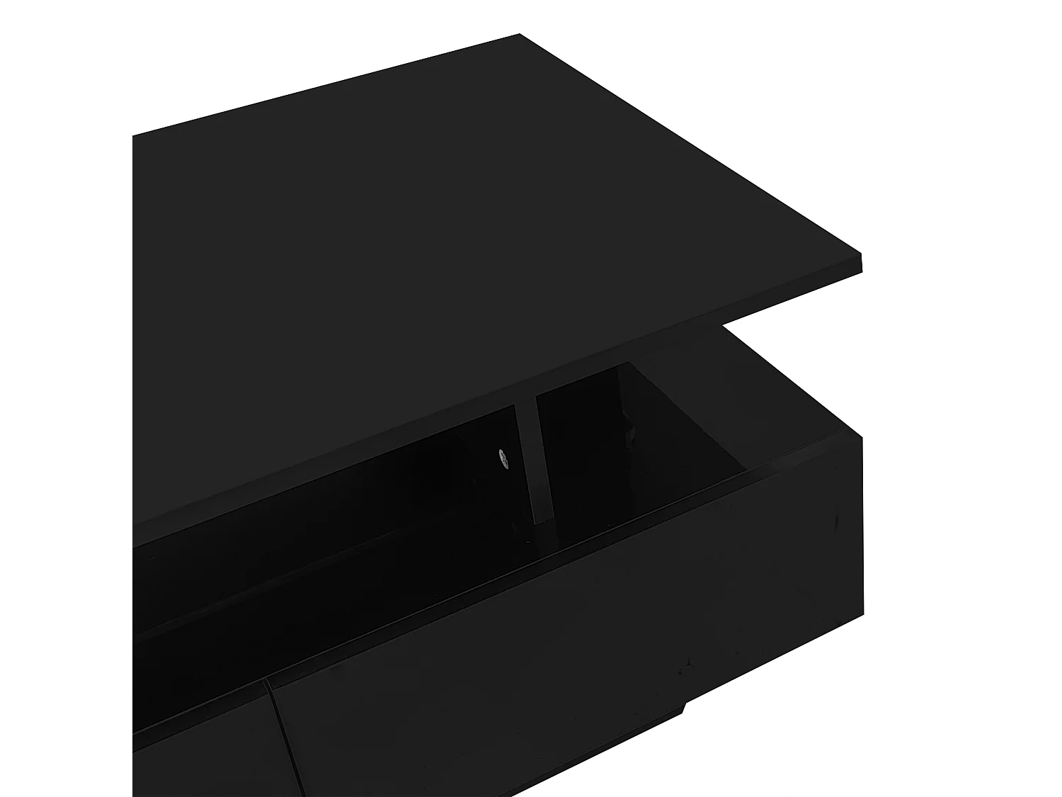 Table basse 90x55x41 cm, éclairage LED intégré, 2 tiroirs, panneau de particules, noir