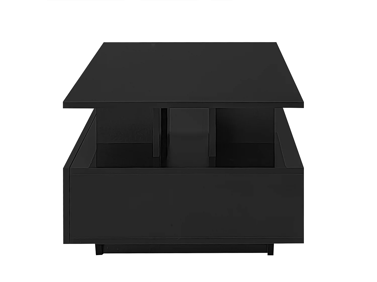 Table basse 90x55x41 cm, éclairage LED intégré, 2 tiroirs, panneau de particules, noir