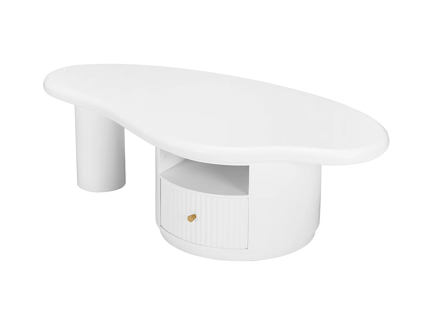 Salontafel 110x60x375 cm onregelmatige wolkvorm MDF blad met lade Wit voor woonkamer