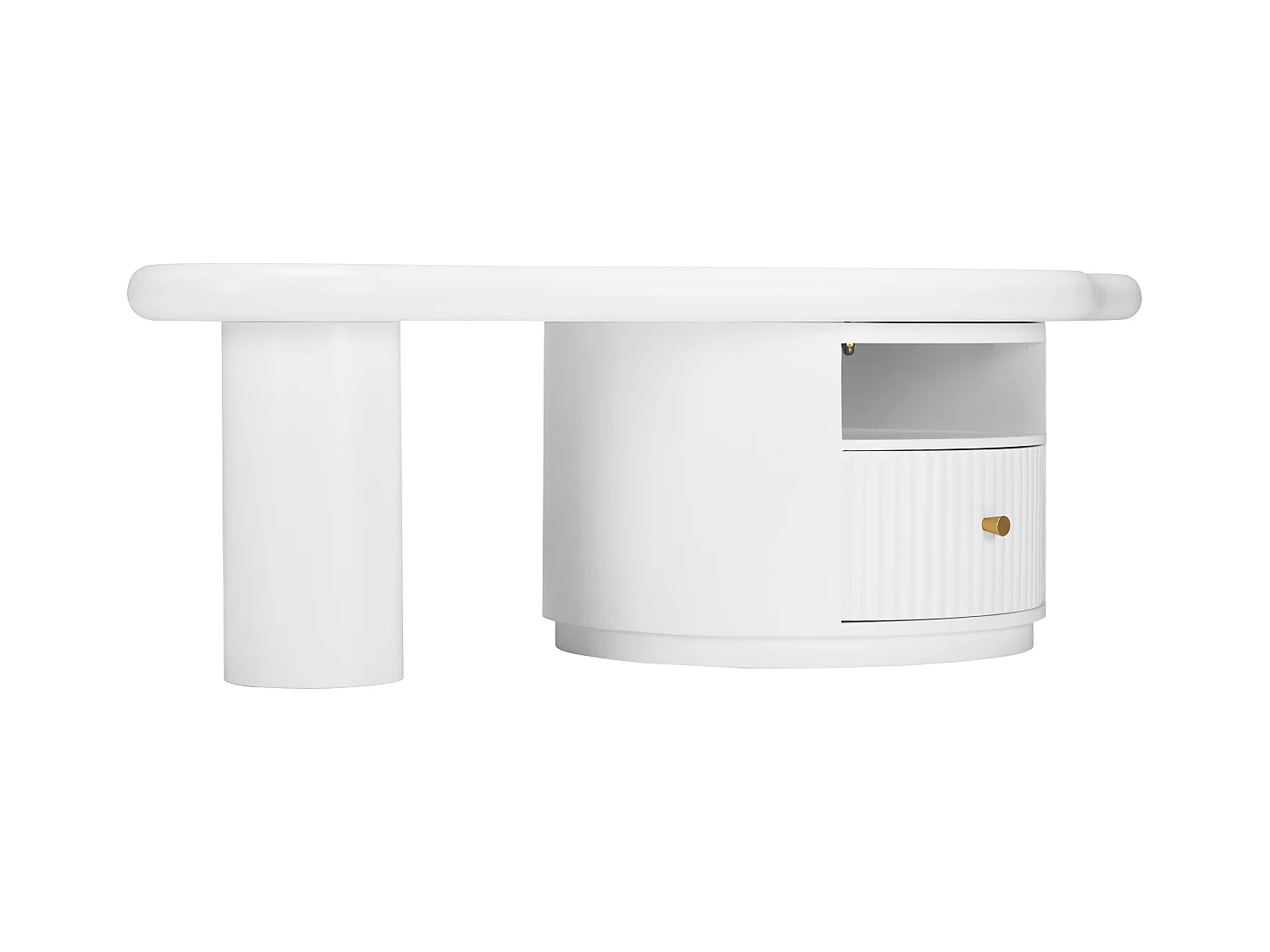 Salontafel 110x60x375 cm onregelmatige wolkvorm MDF blad met lade Wit voor woonkamer