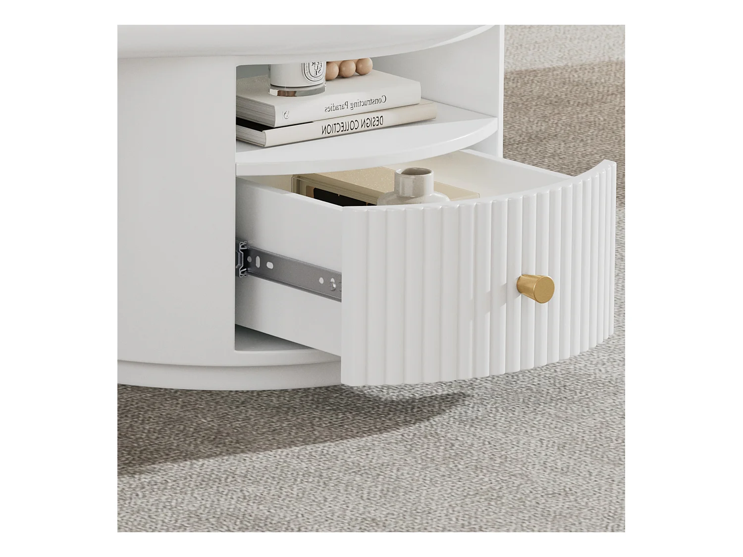 Salontafel 110x60x375 cm onregelmatige wolkvorm MDF blad met lade Wit voor woonkamer