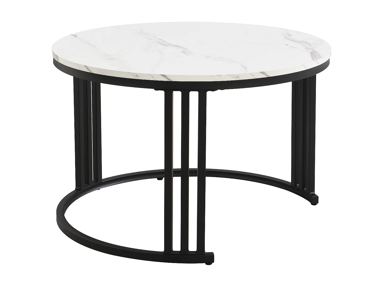 Lot de 2 tables basses 70x70x46cm Avec deux tiroirs, deux surfaces et espace de rangement Matériel MDF Noir pour salon