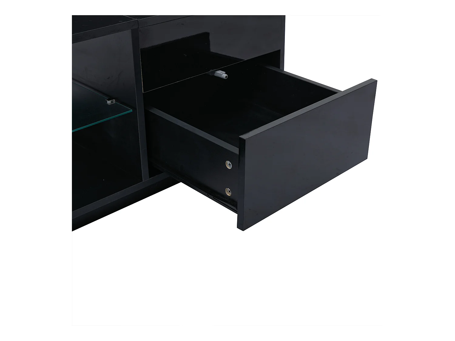 Table basse réglable LED tiroir verre trempé rangement intégré multifonction salon contemporain