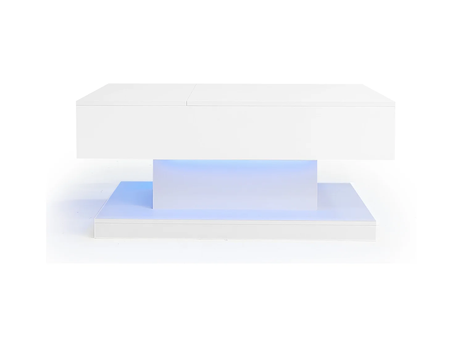 Salontafel 100x50x45 cm glanzend gelakt LED geïntegreerde hydraulische opbergruimte Wit voor woonkamer