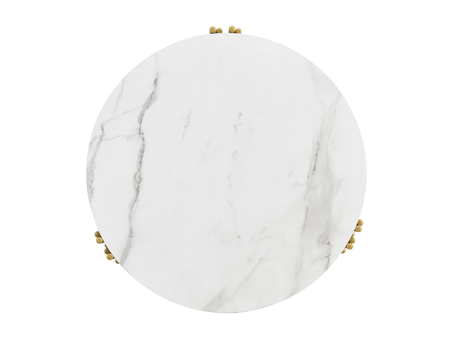 Lot de 2 tables basses gigognes 71.5x71.5x44 cm, design modulable, pieds ondulés, MDF et métal, blanc et laiton antique