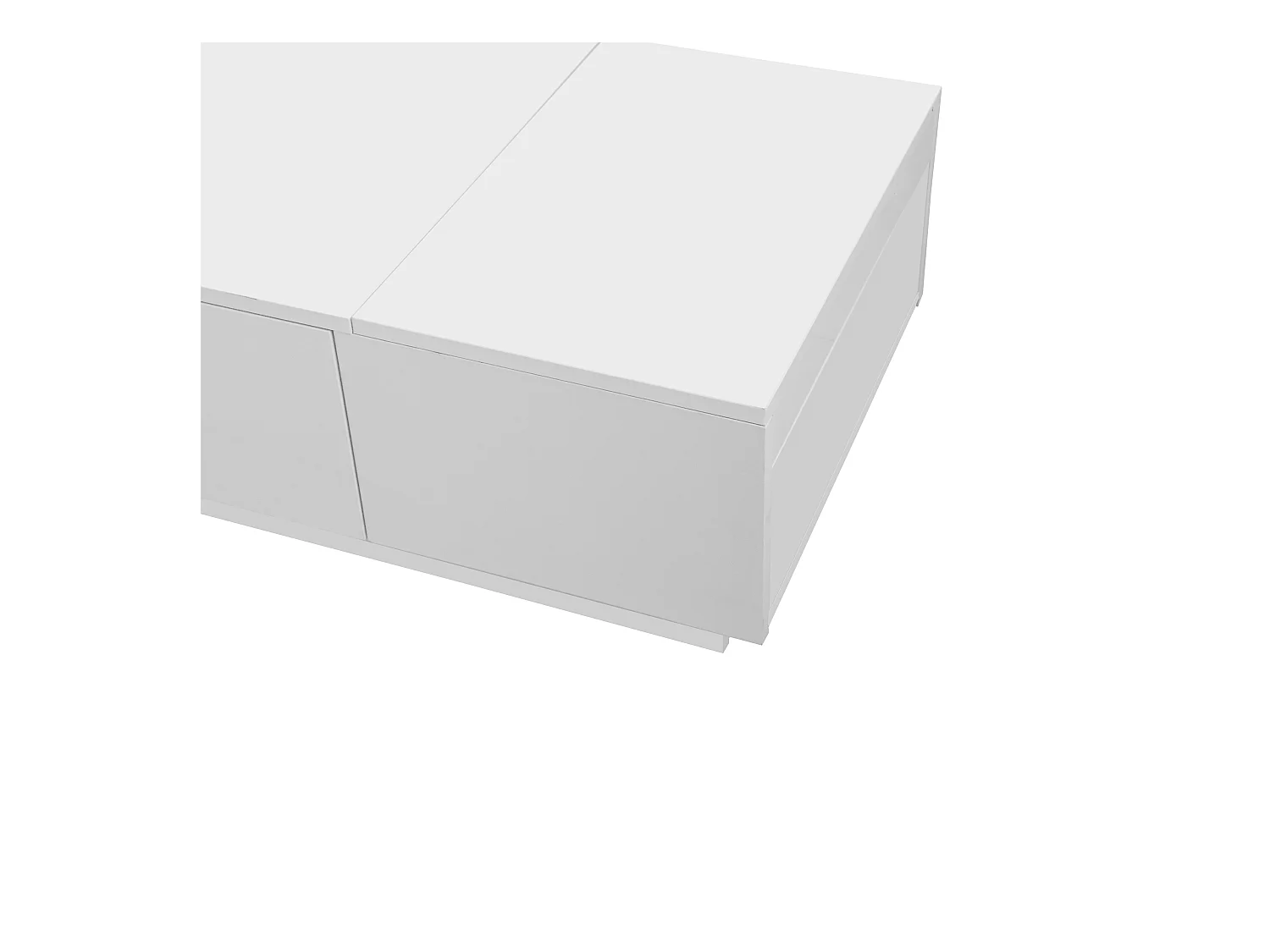 Salontafel 100x50x31cm met hoogglans tafelblad verborgen opslagvakken en twee laden brengen Materiaal Spaanplaat en Wit